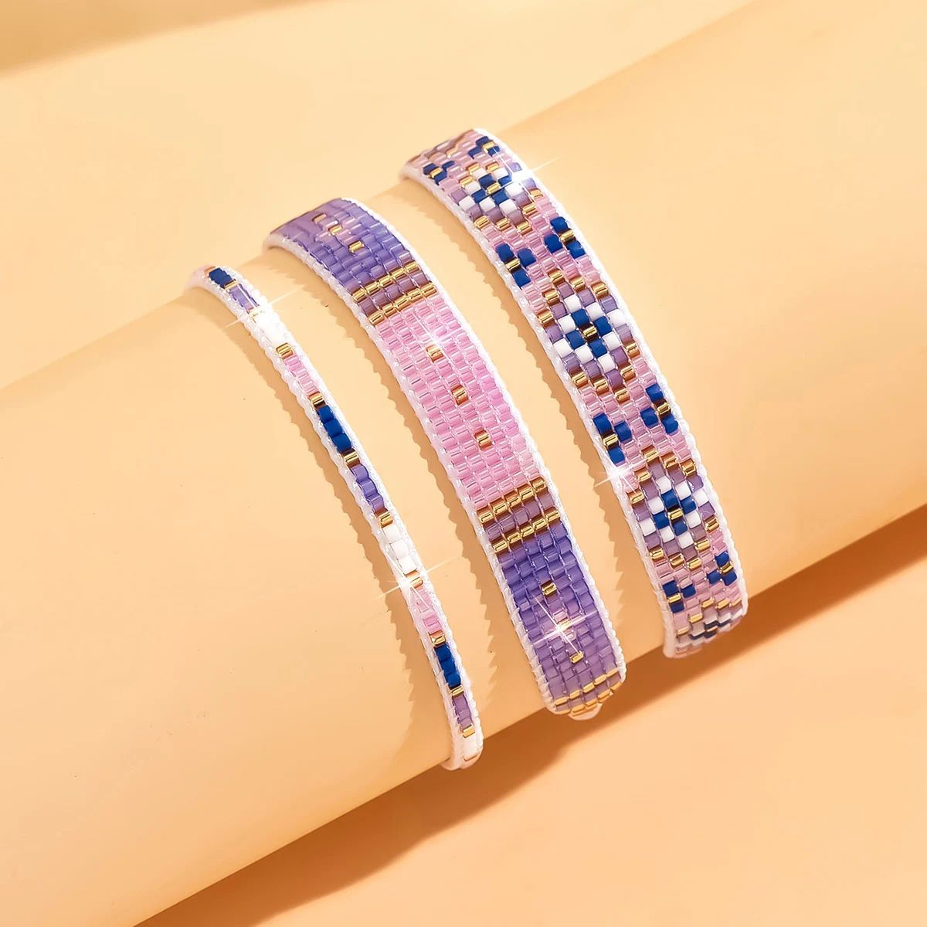 Boho Multicolor Woven Bead Bracelet Set 6