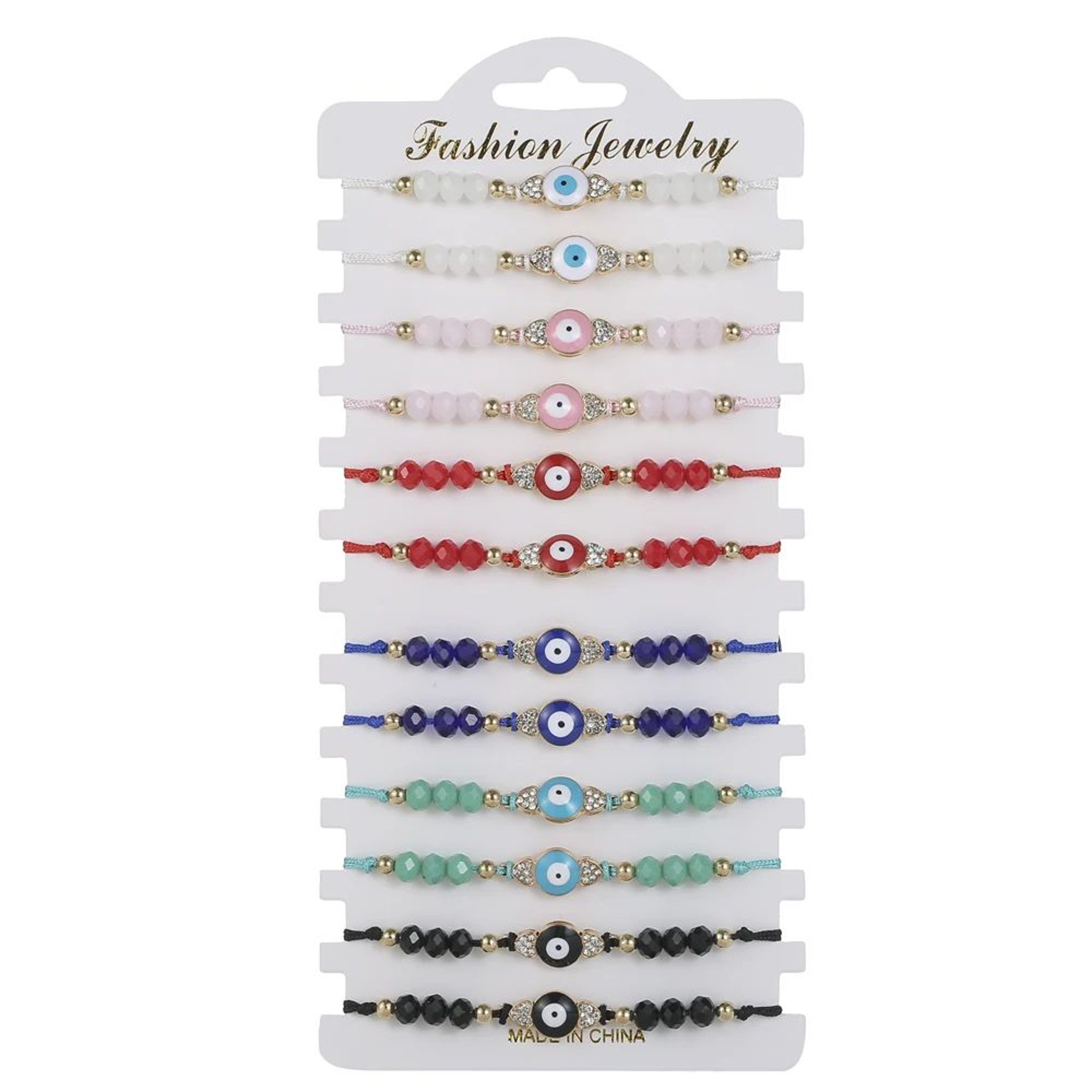 Colorful Crystal Eye Charm Bracelet Set 0
