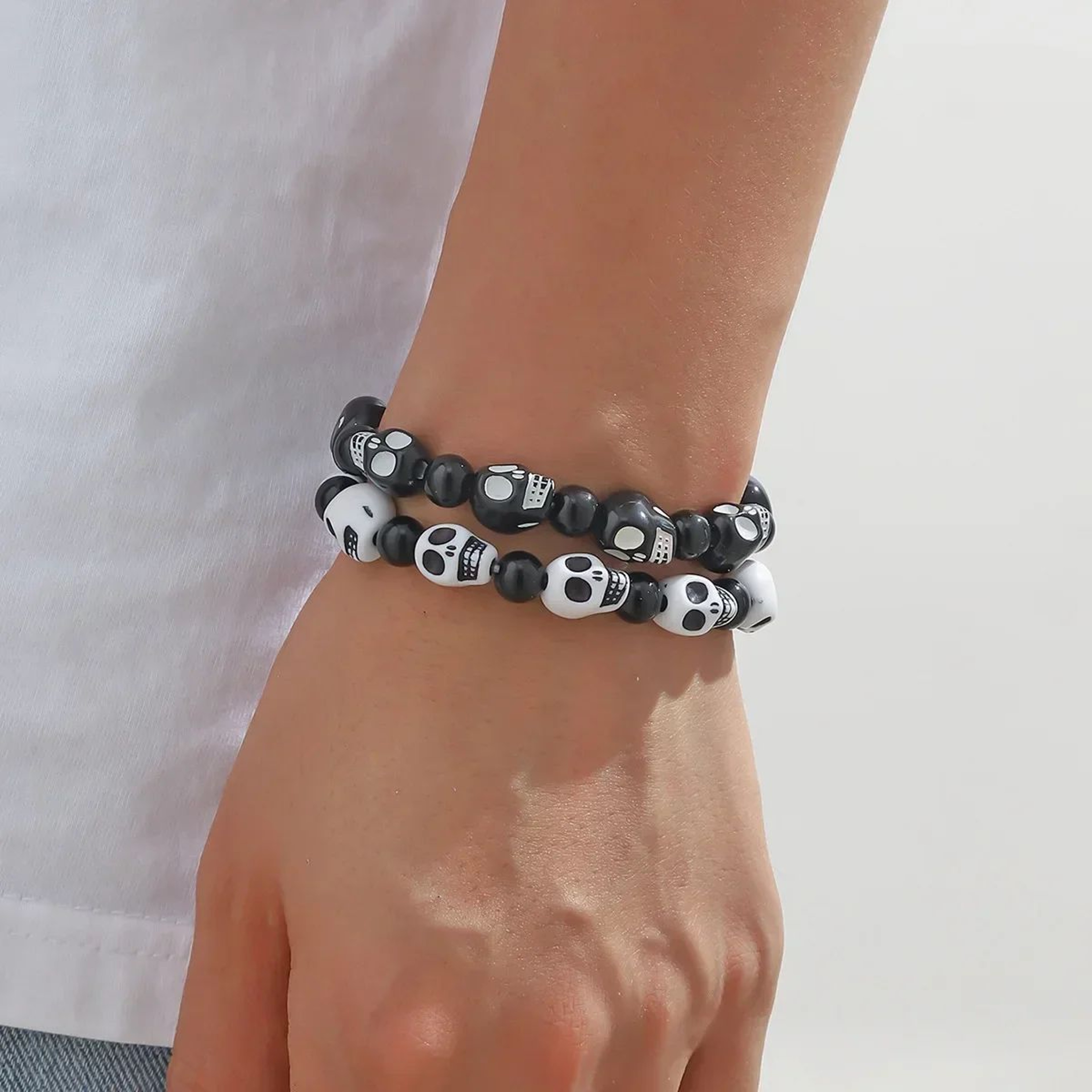 Gothic Skull Skeleton Beaded Bracelet 1