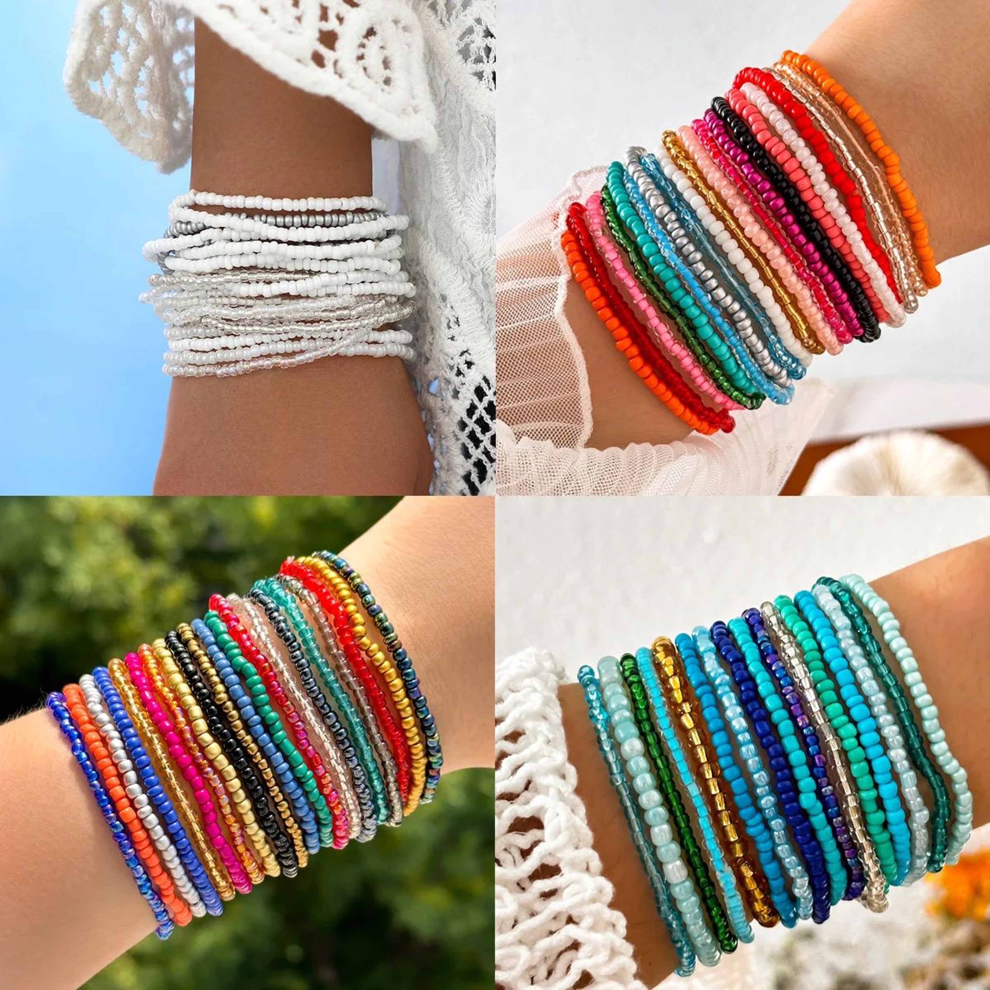 Gradient Rice Bead Bracelet Set 0