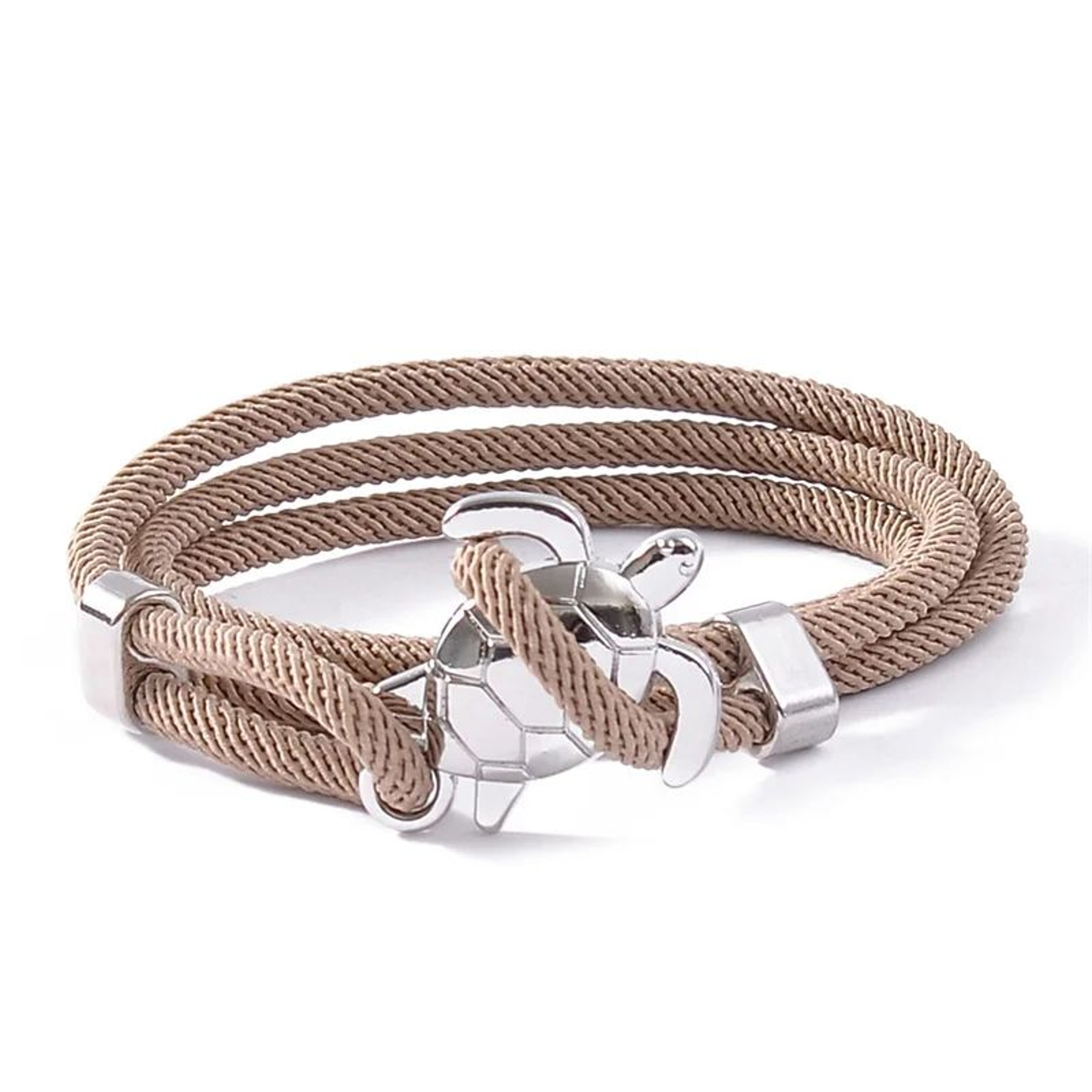 Silver Sea Turtle Hand Knitted Rope Bracelet 8