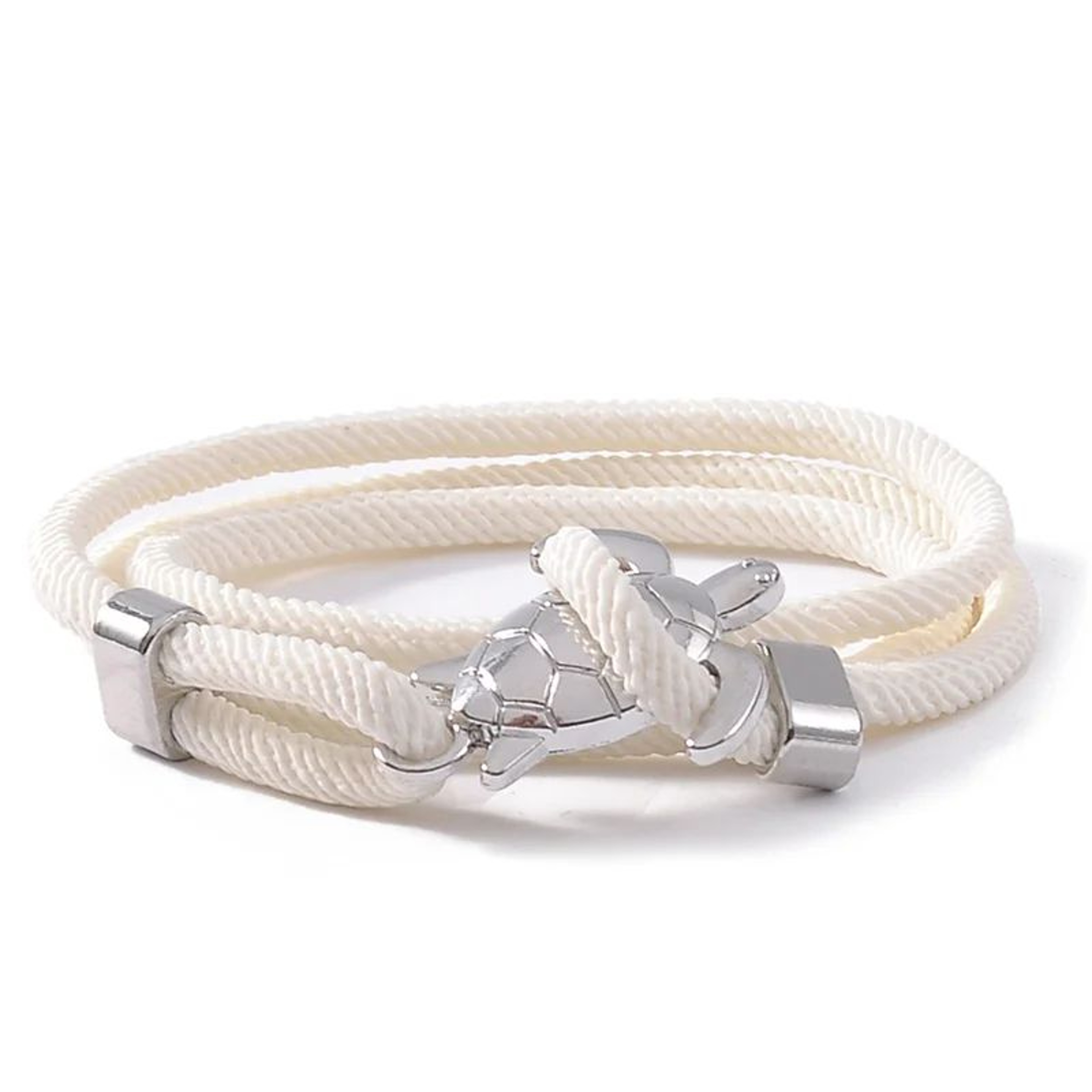 Silver Sea Turtle Hand Knitted Rope Bracelet 13