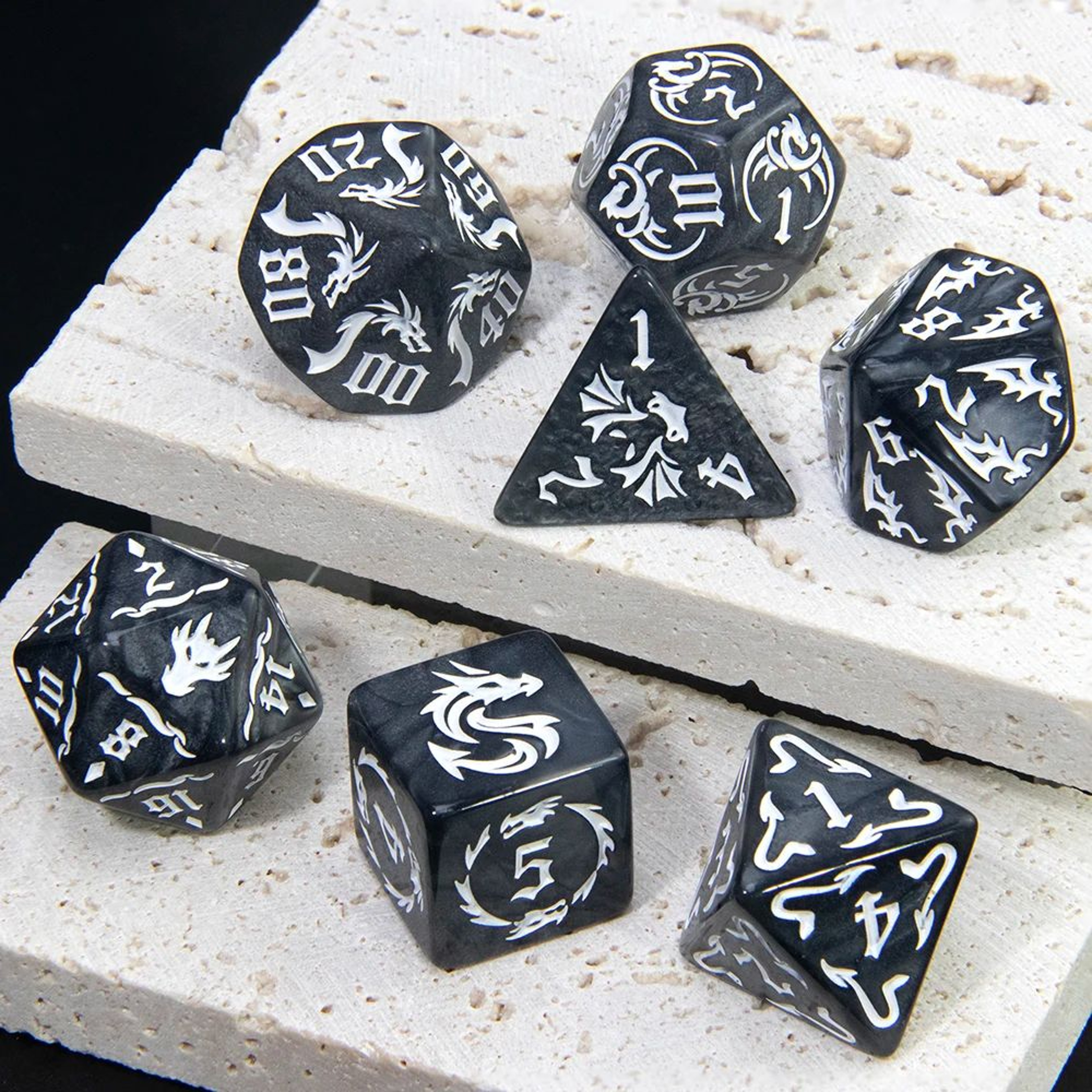 Dragon Marble Polyhedral RPG Dice Set 1