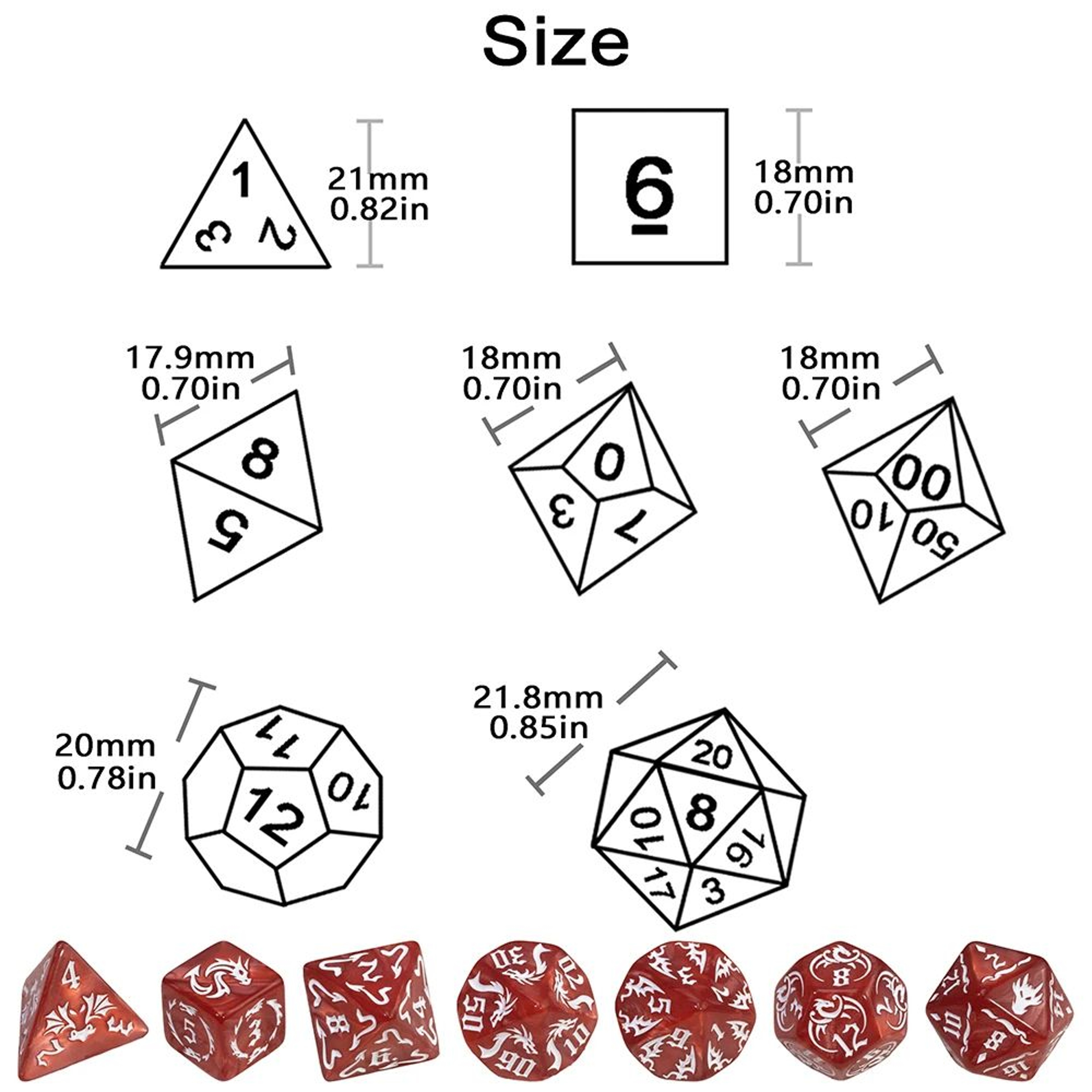 Dragon Marble Polyhedral RPG Dice Set 4