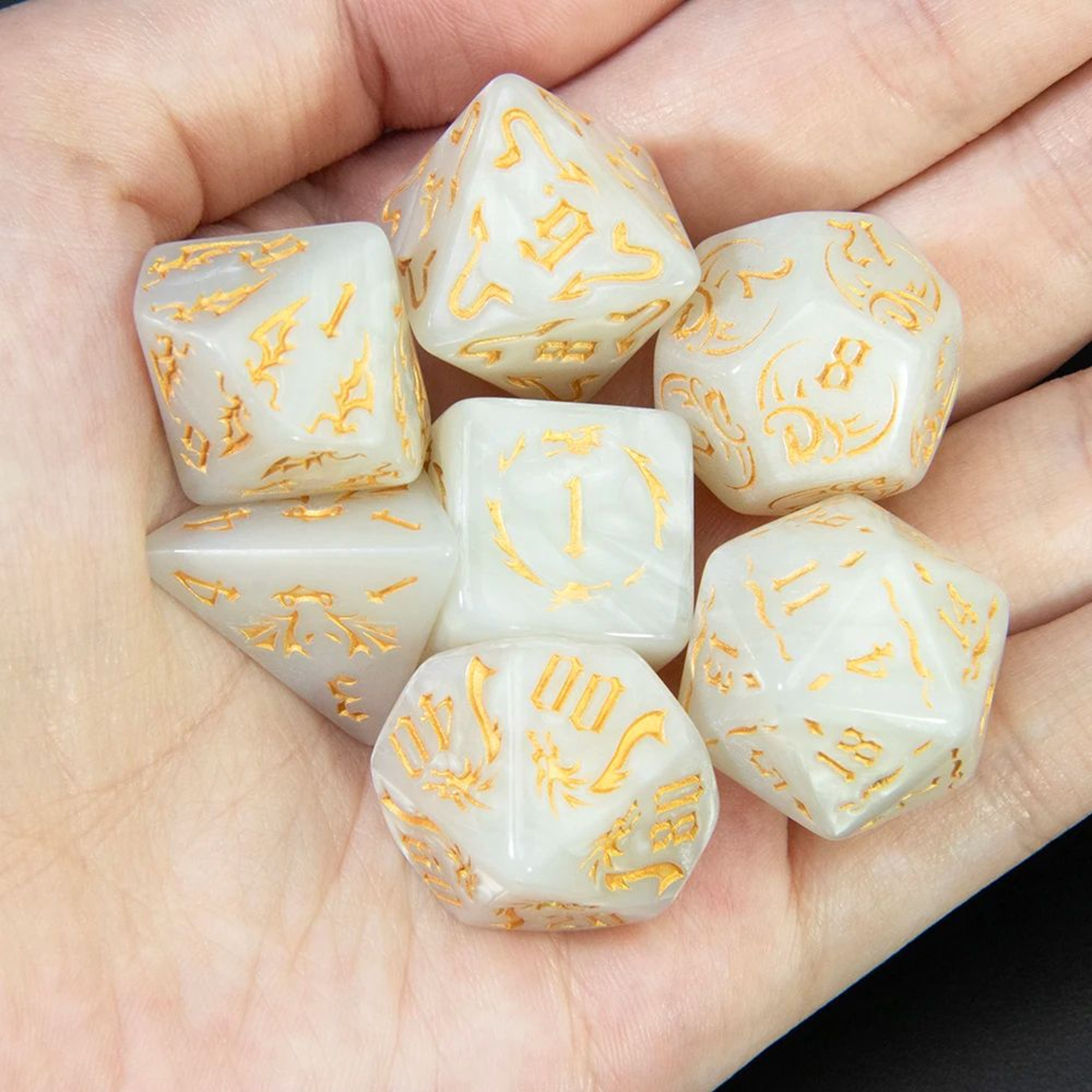 Dragon Marble Polyhedral RPG Dice Set 5