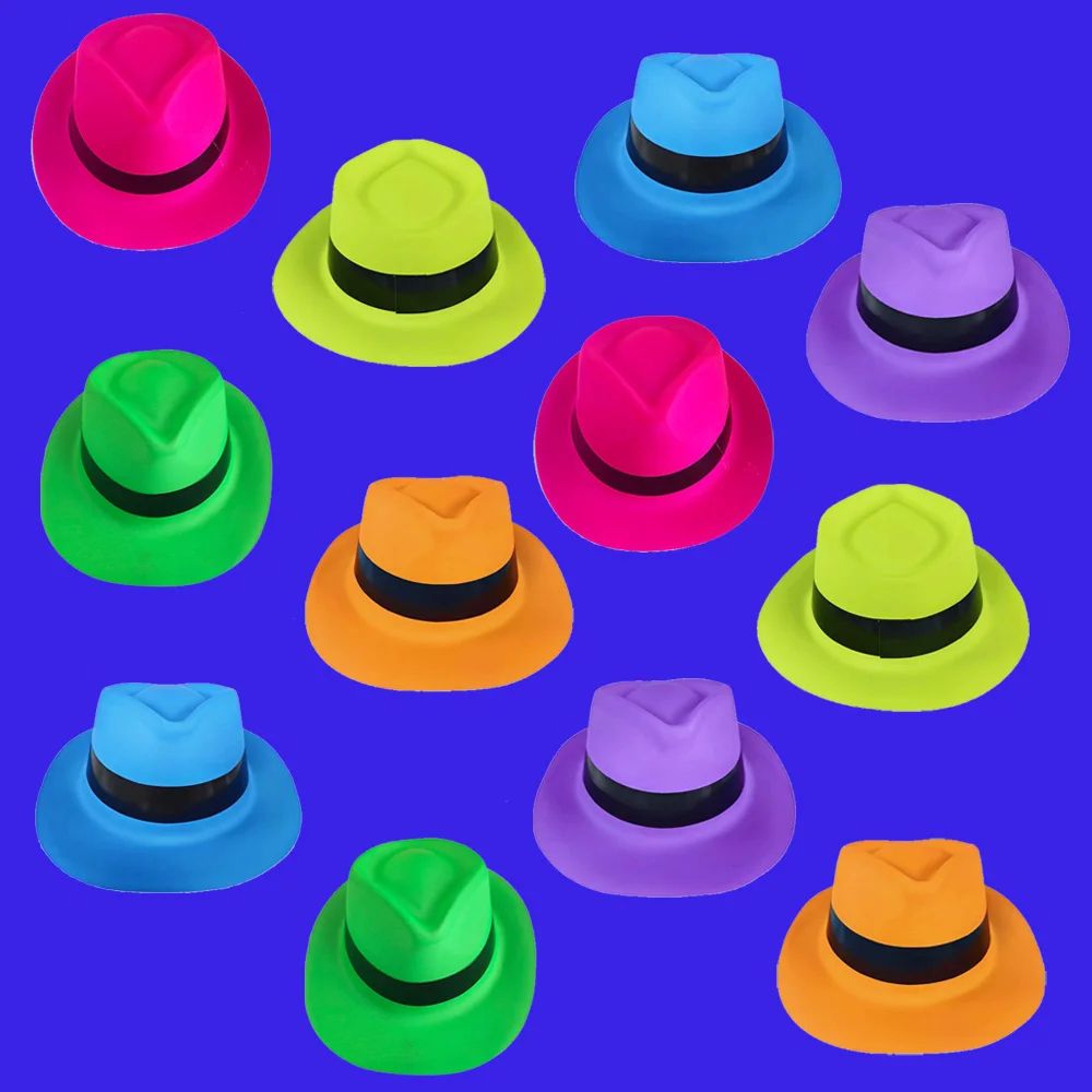 Neon UV Reactive Party Fedora Hats 2