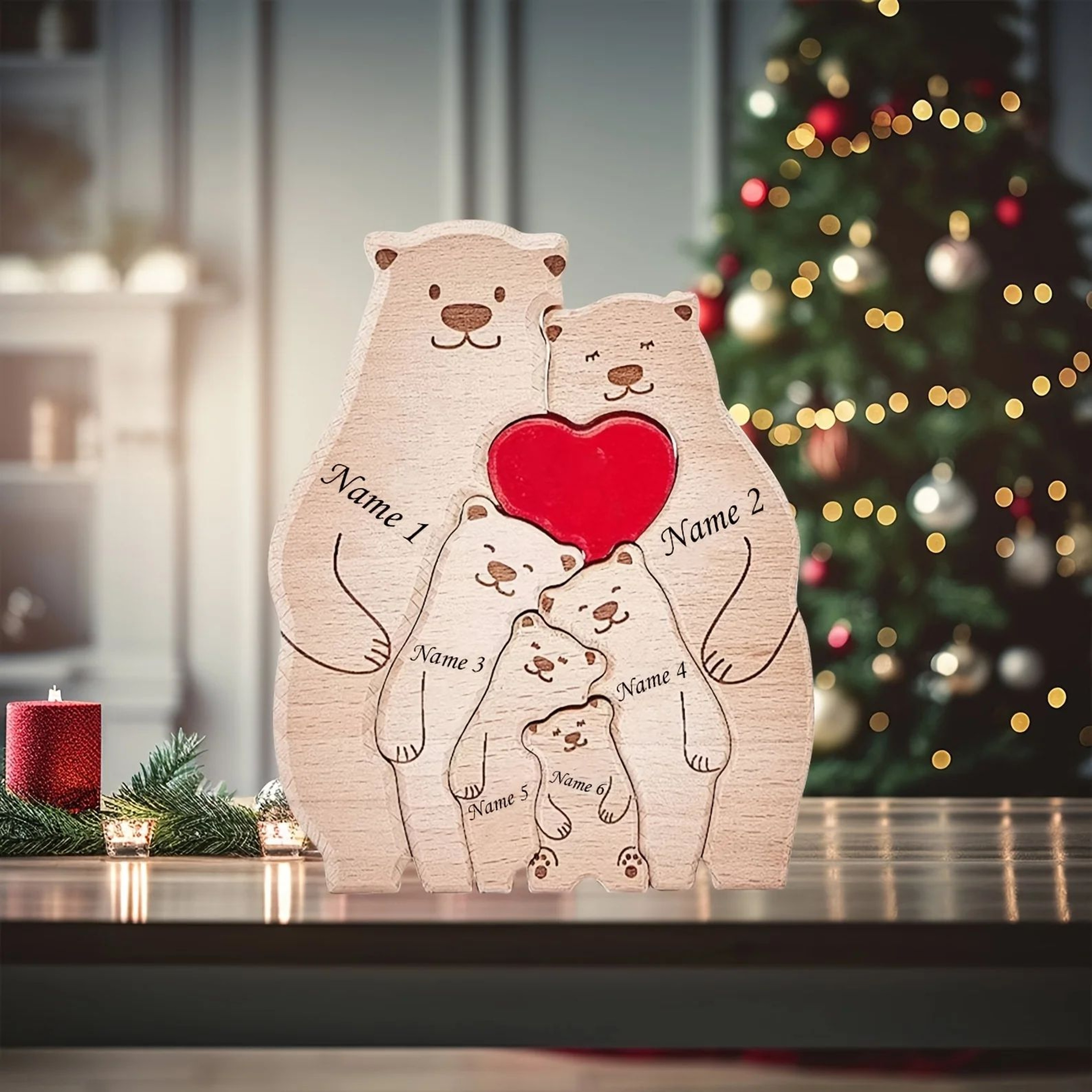 Personalized Family Bear Wooden Puzzle Decor 8