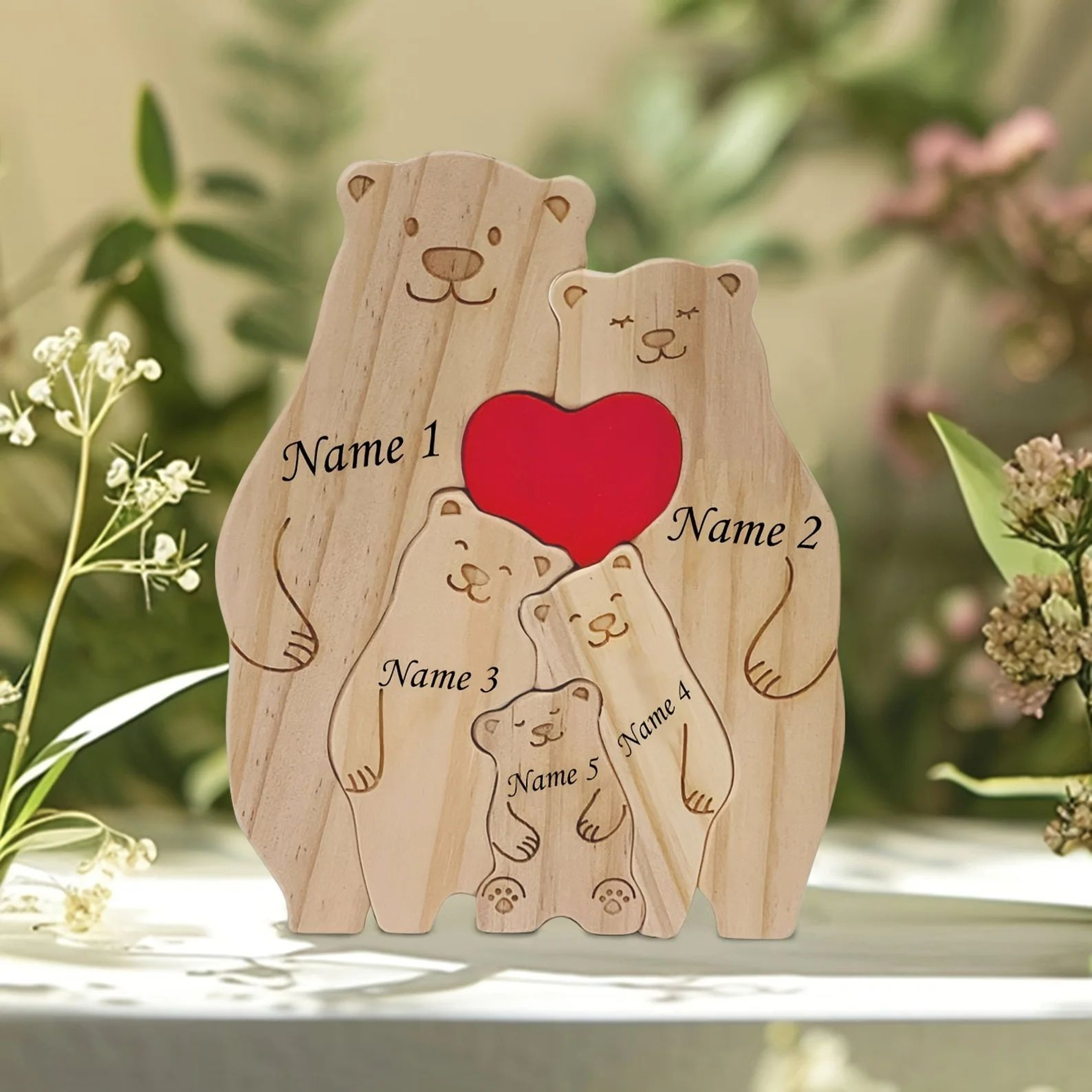 Personalized Family Bear Wooden Puzzle Decor 7