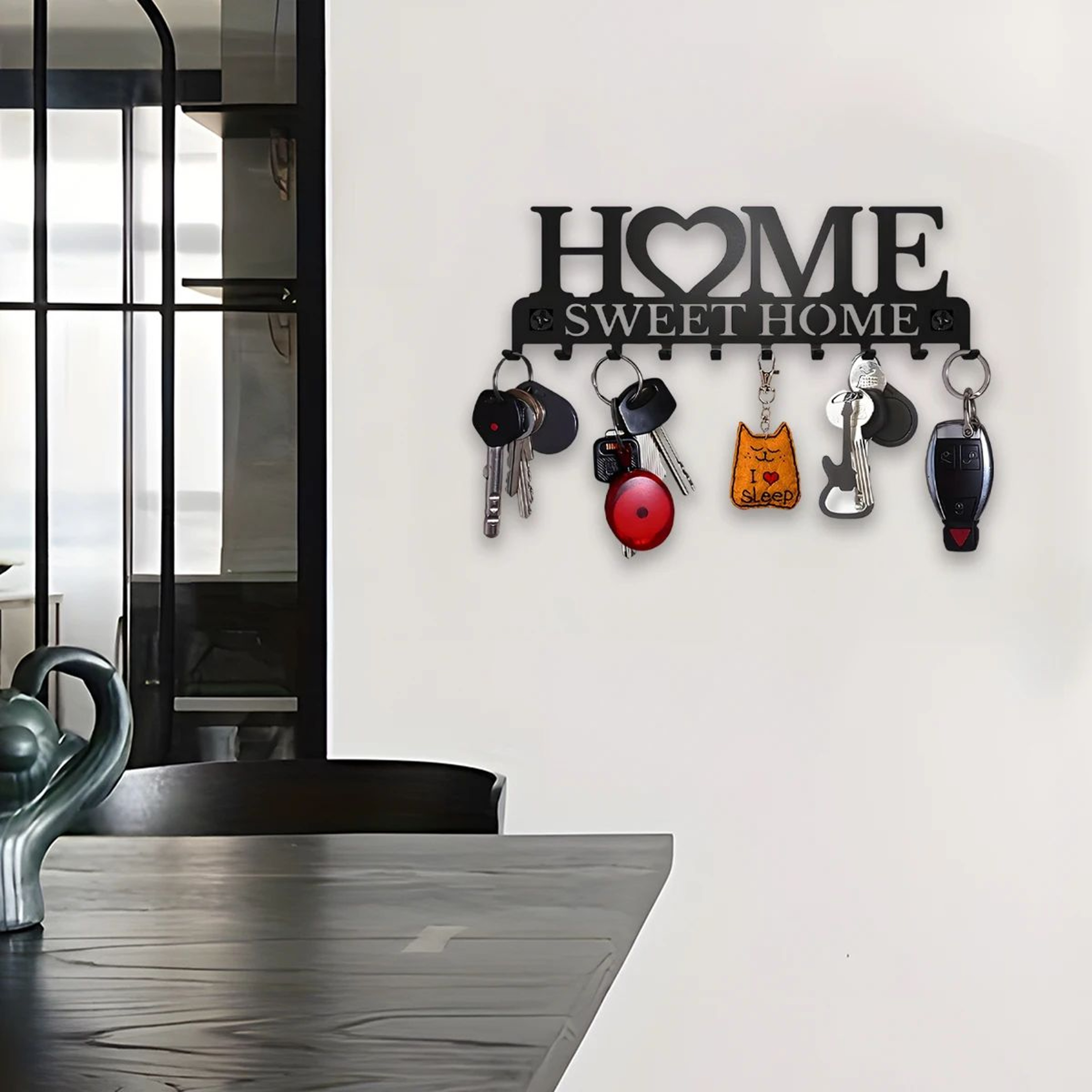 Sweet Home Metal Wall Key Holder With 10 Hooks 1