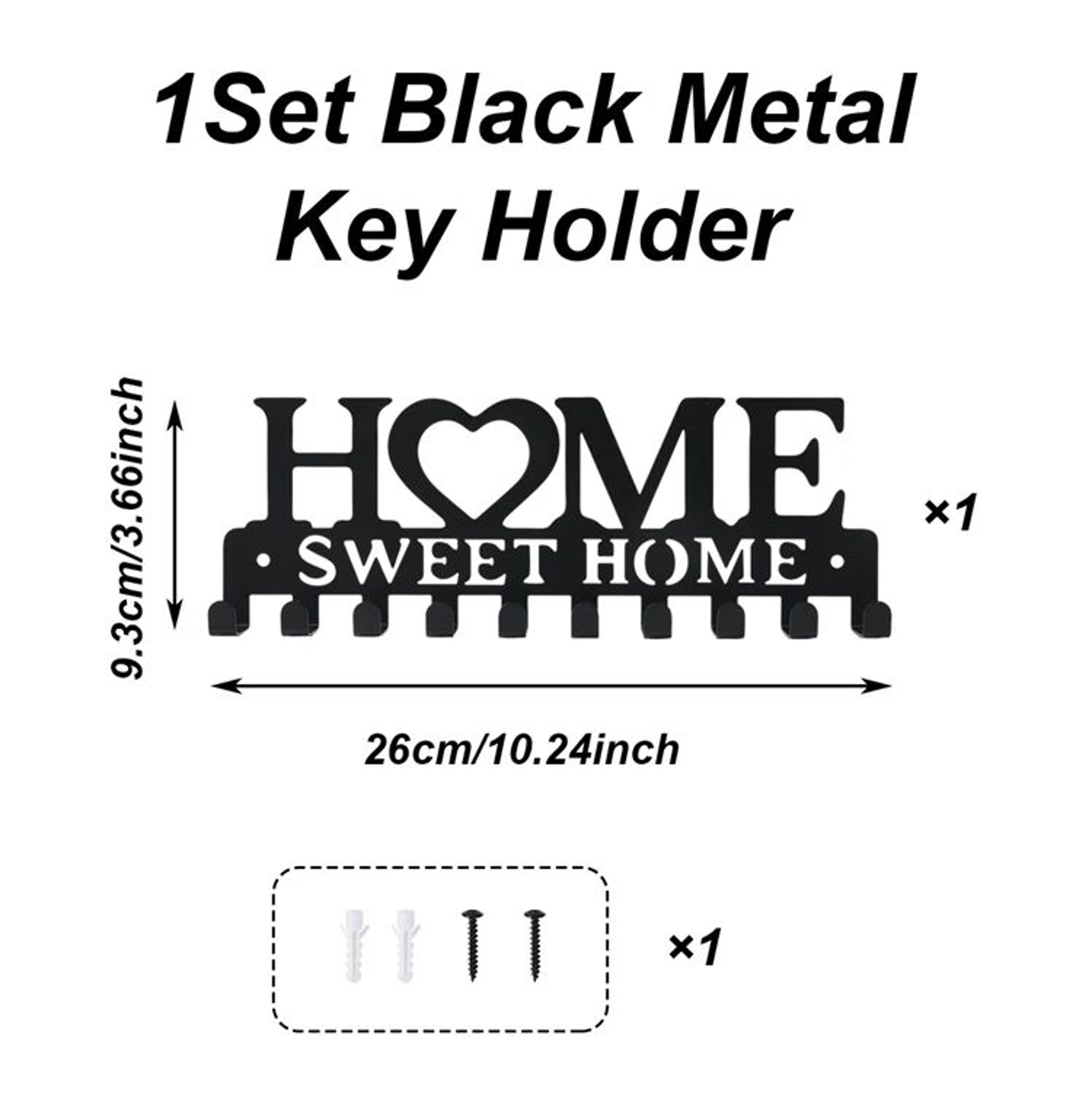 Sweet Home Metal Wall Key Holder With 10 Hooks 6