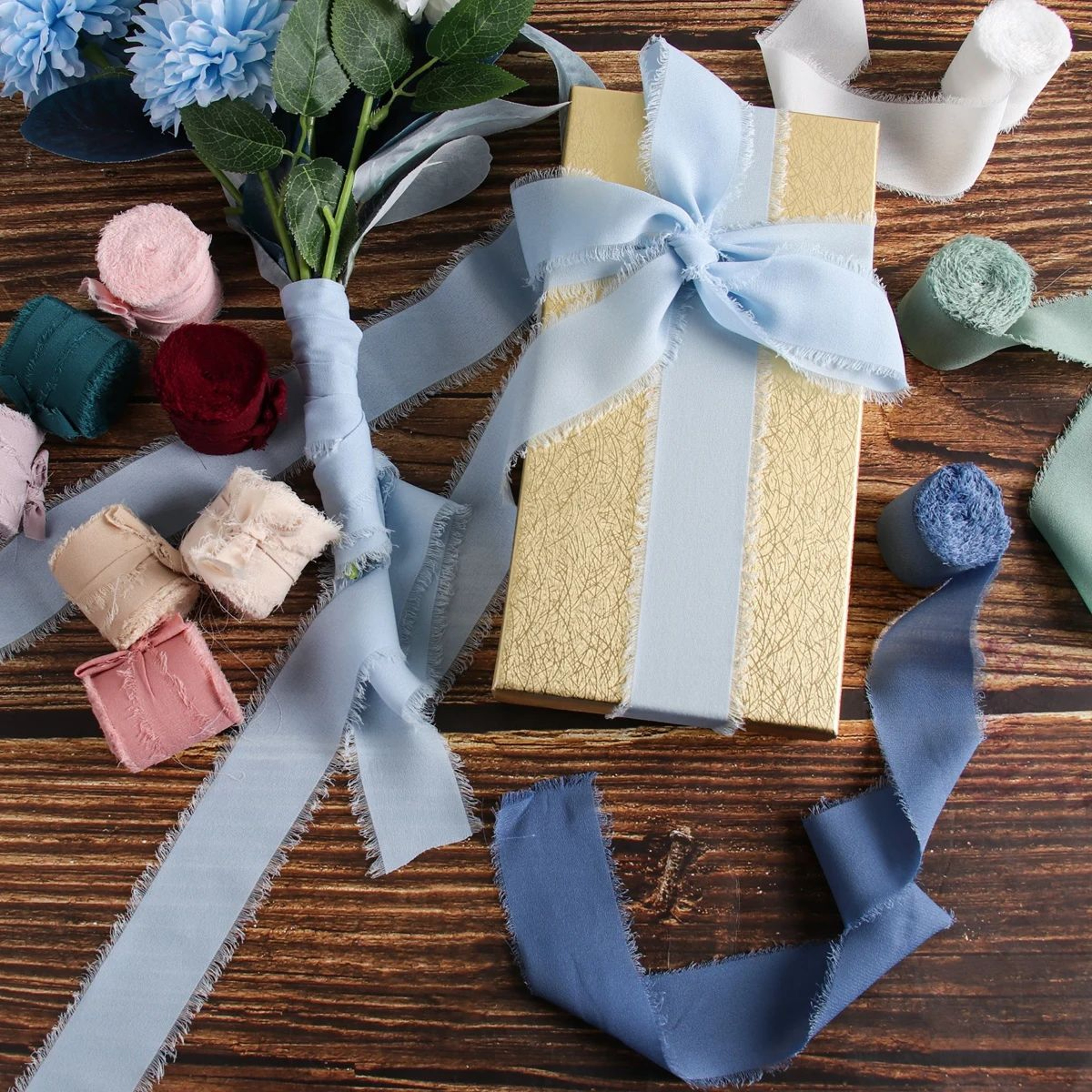 Handmade Frayed Edge Chiffon Silk Ribbon 1