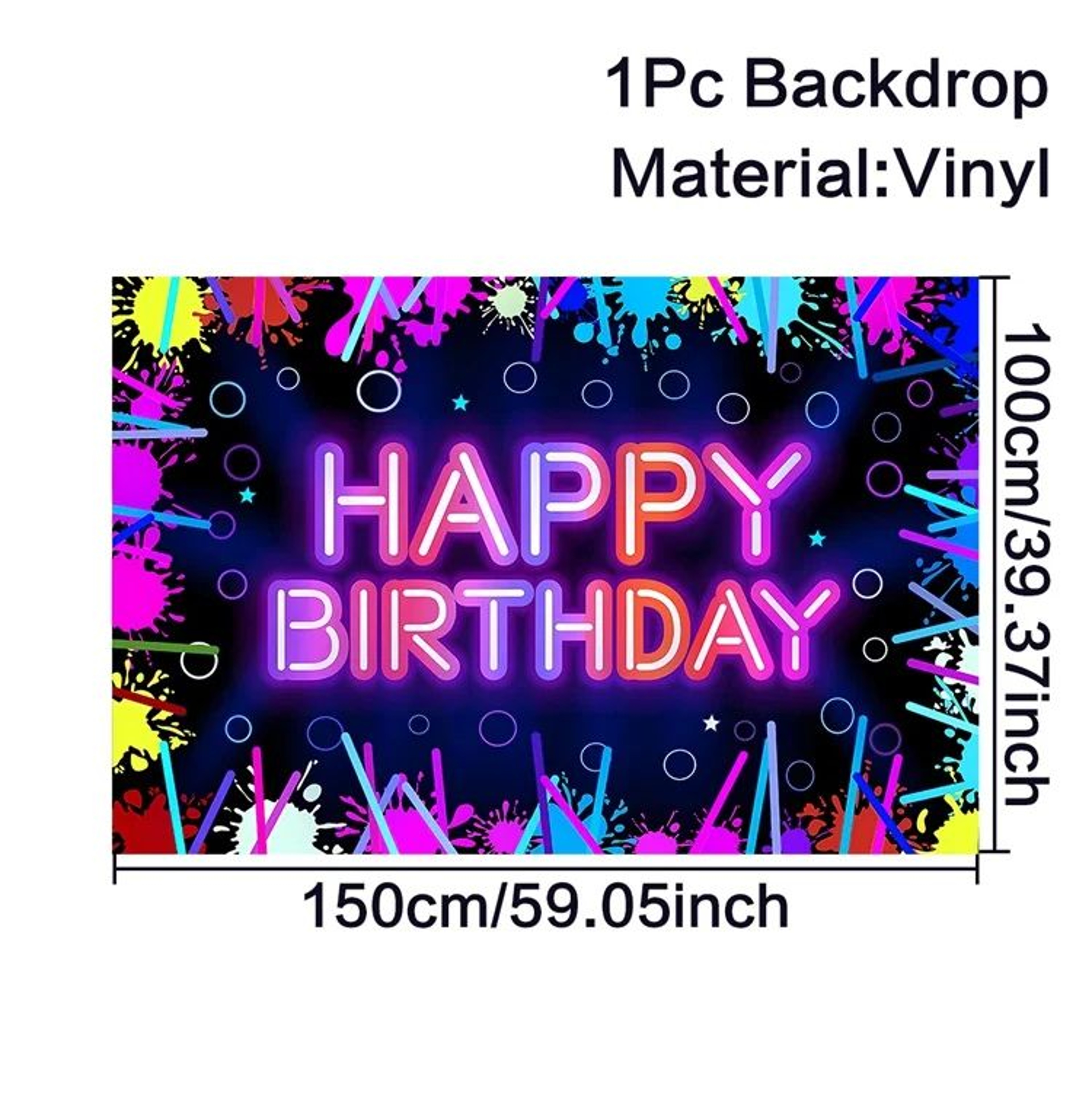 Glow Happy Birthday Party Backdrop Banner 11