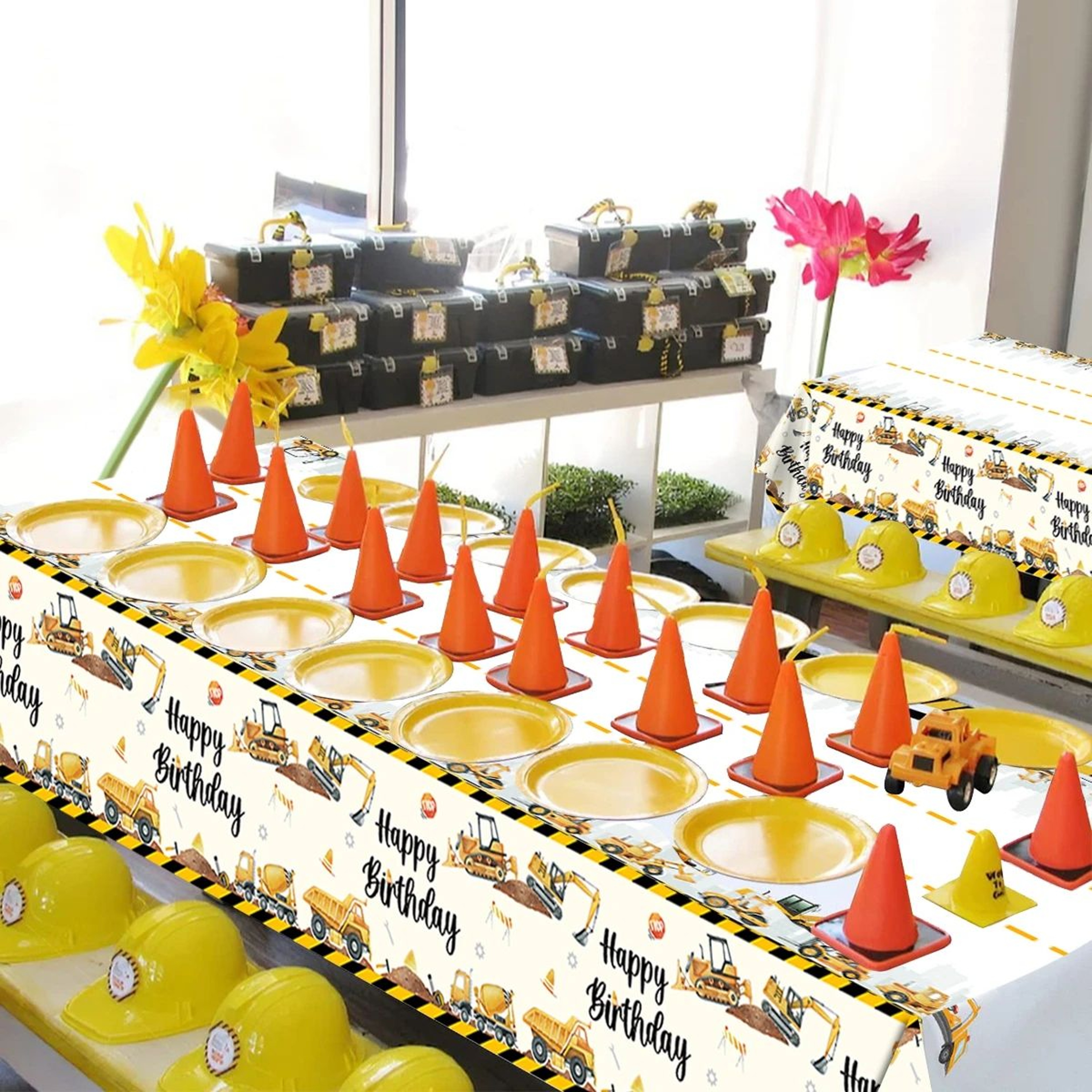 Construction Truck Happy Birthday Party Tablecloth 2