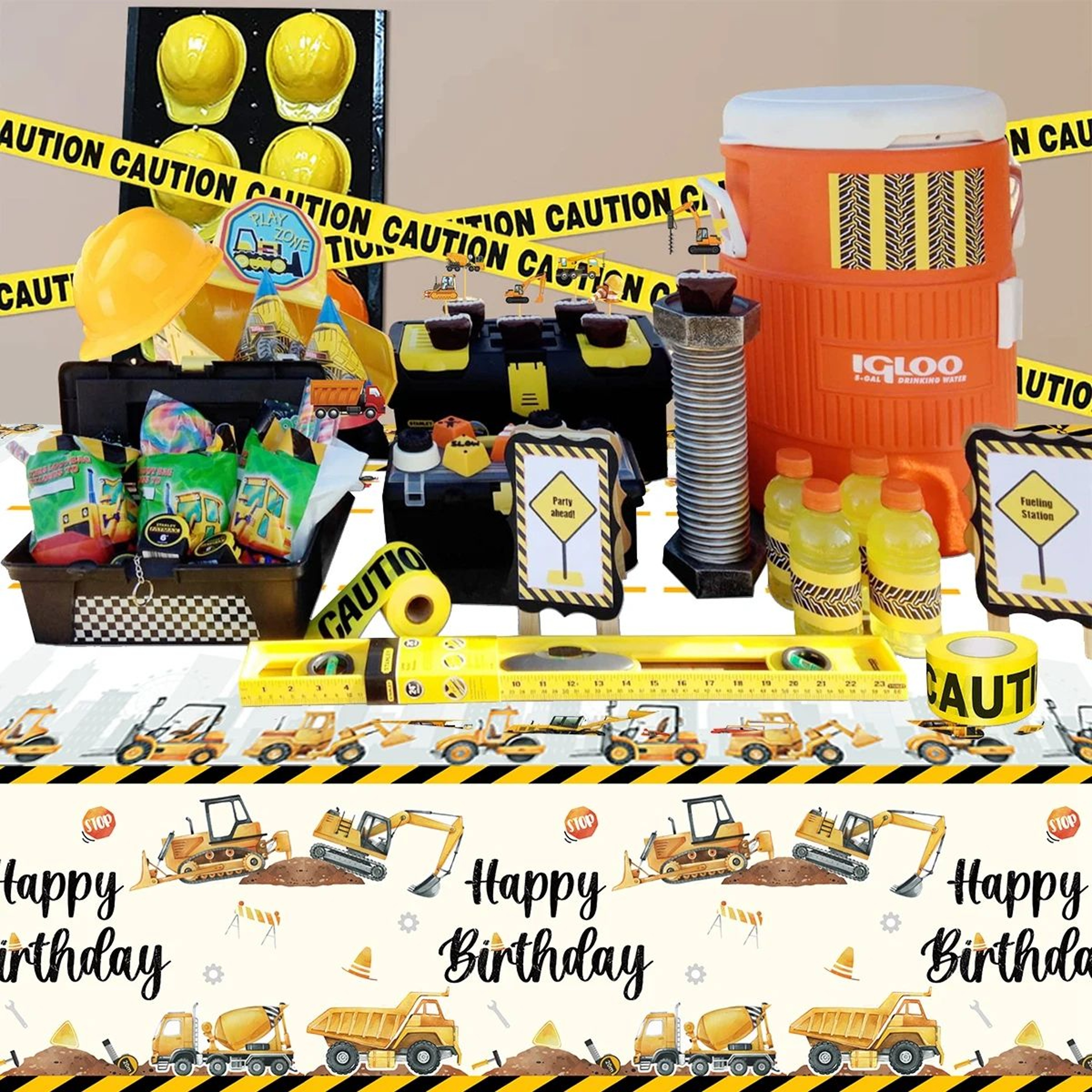 Construction Truck Happy Birthday Party Tablecloth 3