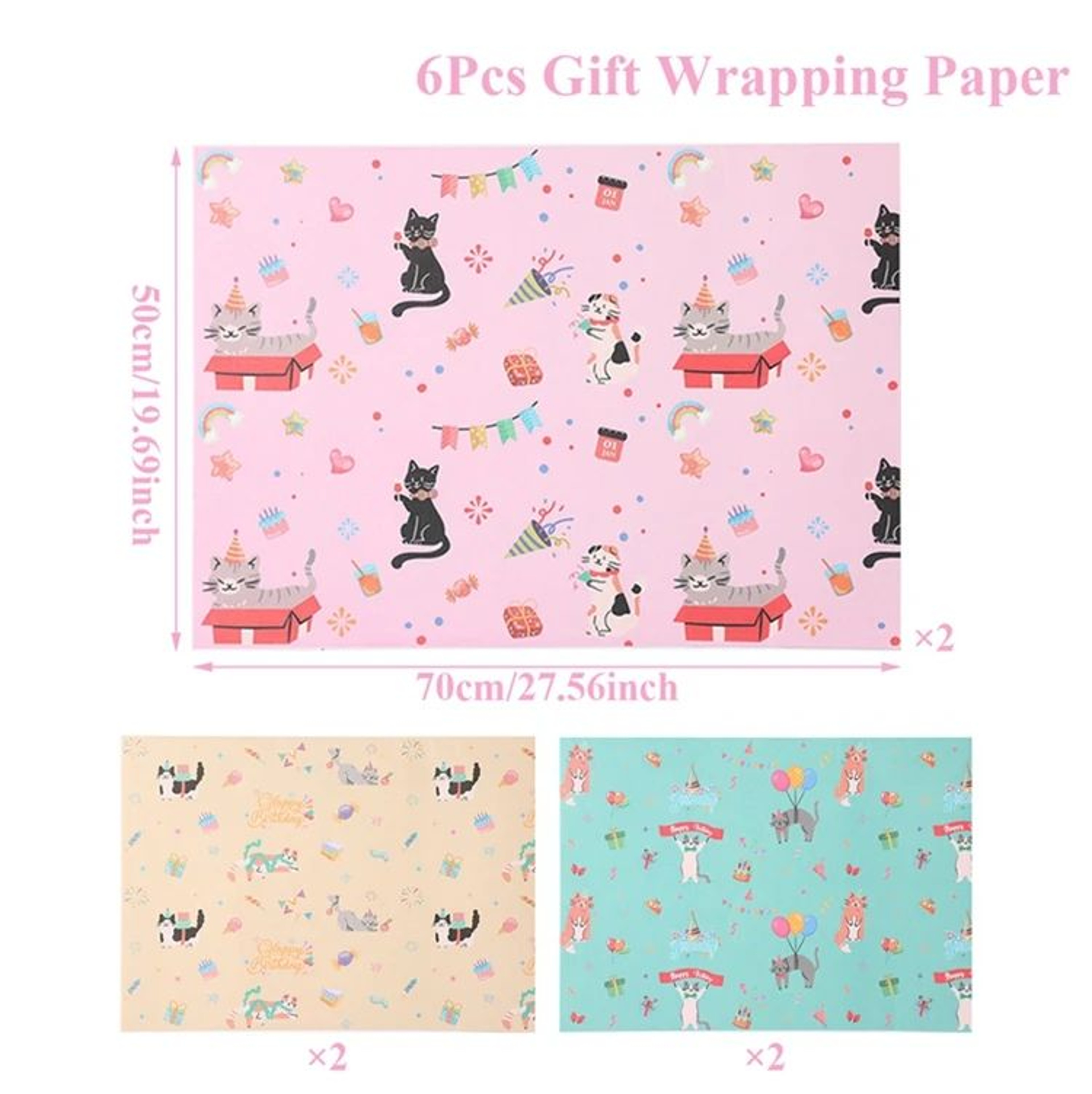 Cartoon Cat Pet Theme Gift Wrapping Paper 7