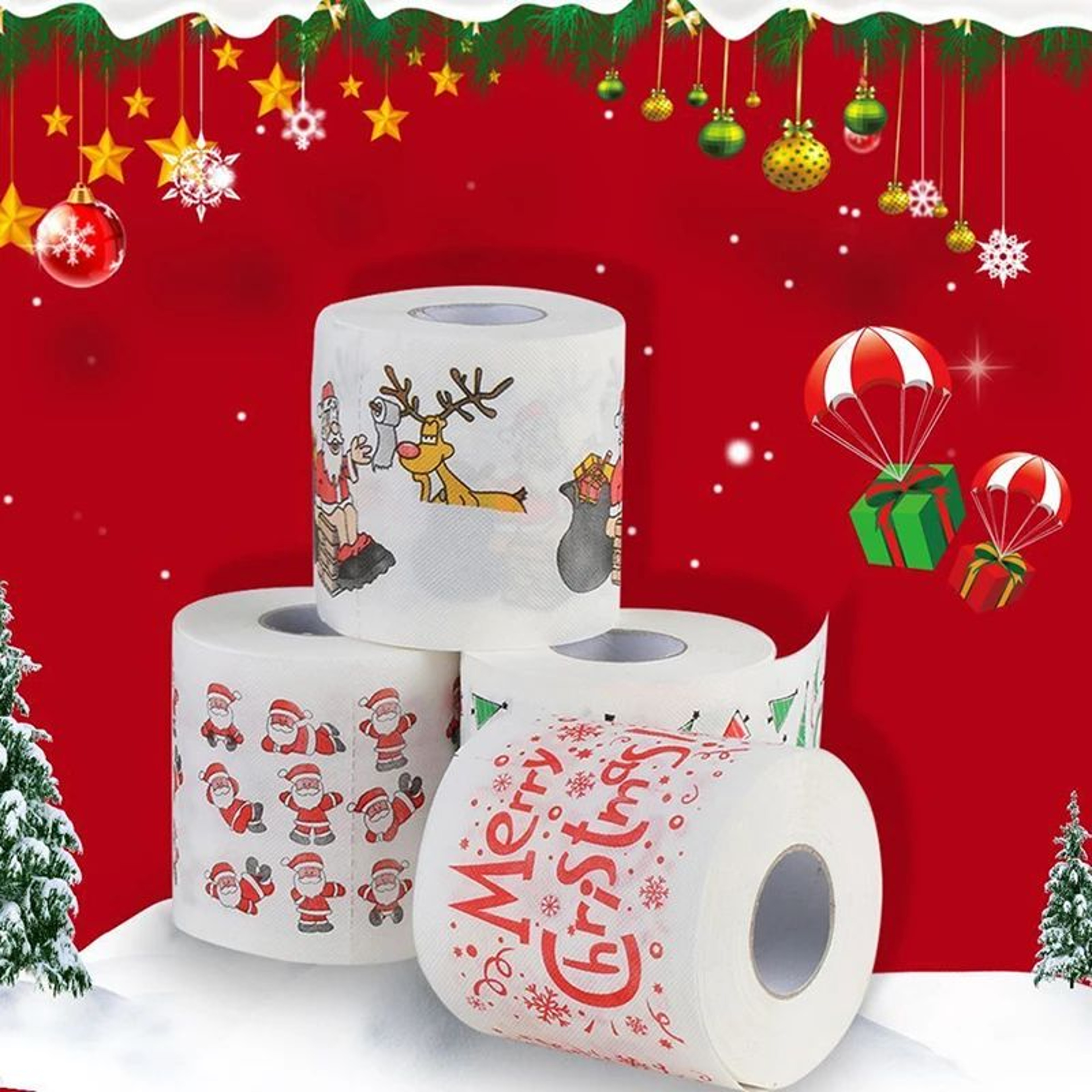 Festive Christmas Pattern Toilet Paper Roll 0