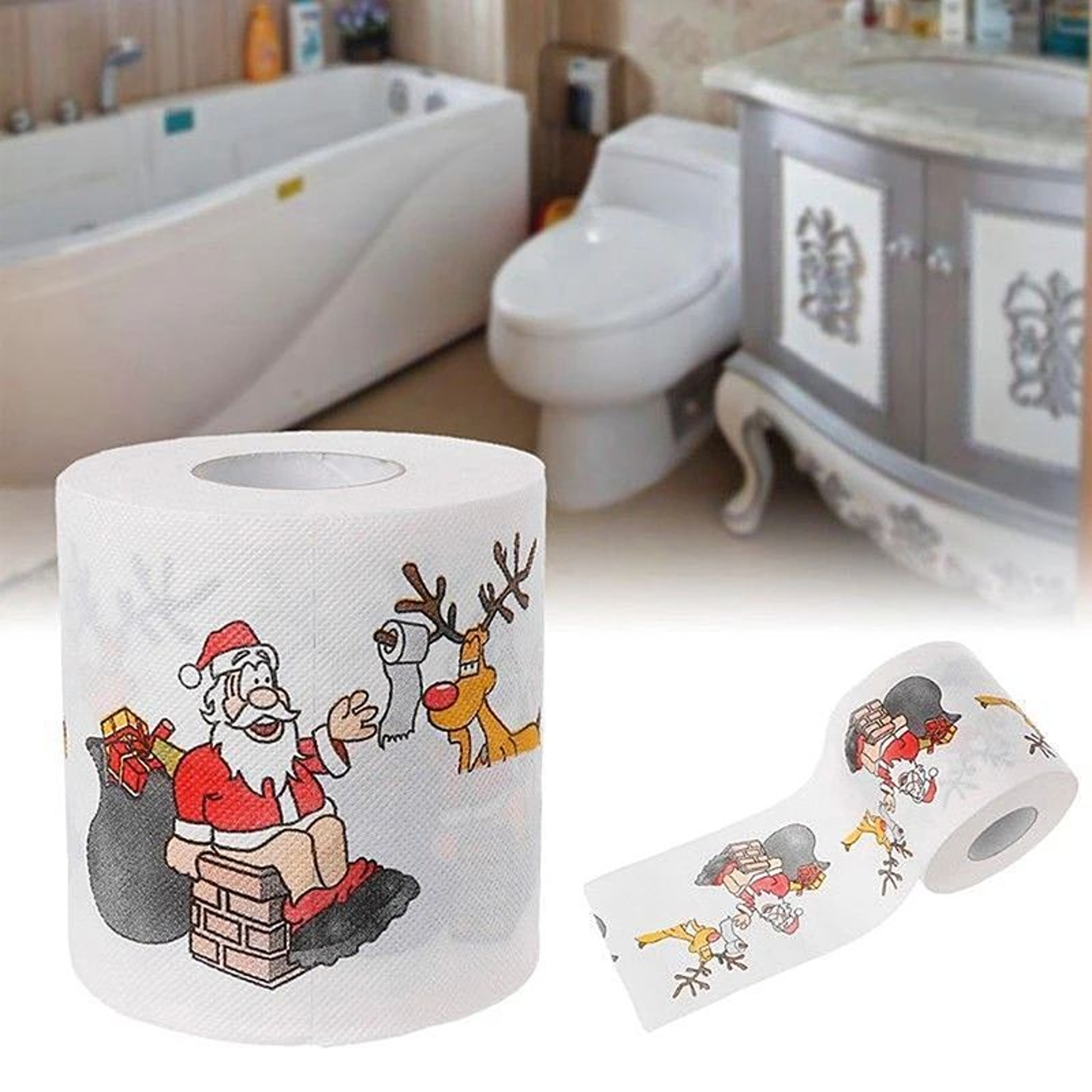 Festive Christmas Pattern Toilet Paper Roll 2