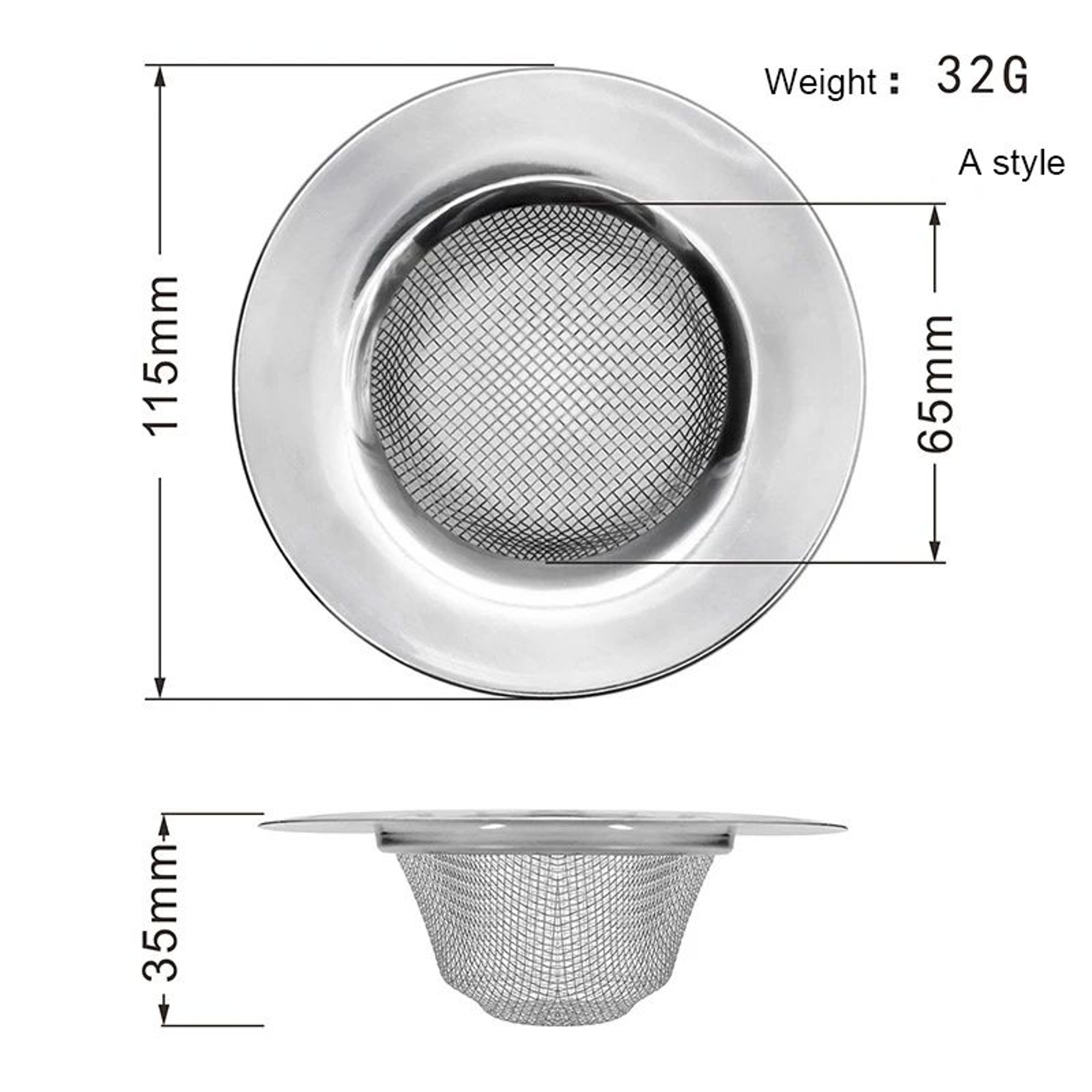 Stainless Steel Mesh Sink Drain Strainer 6