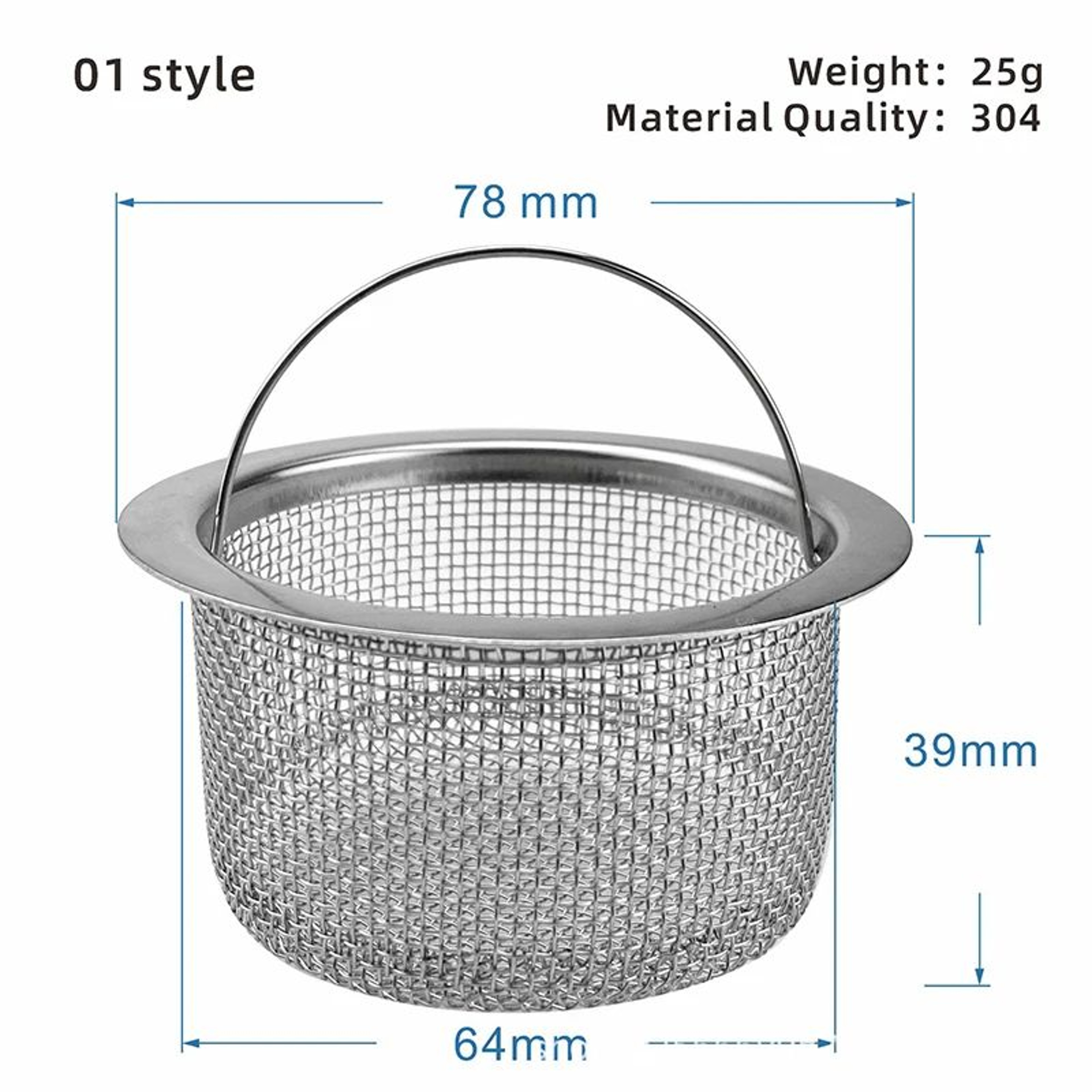 Stainless Steel Mesh Sink Drain Strainer 15