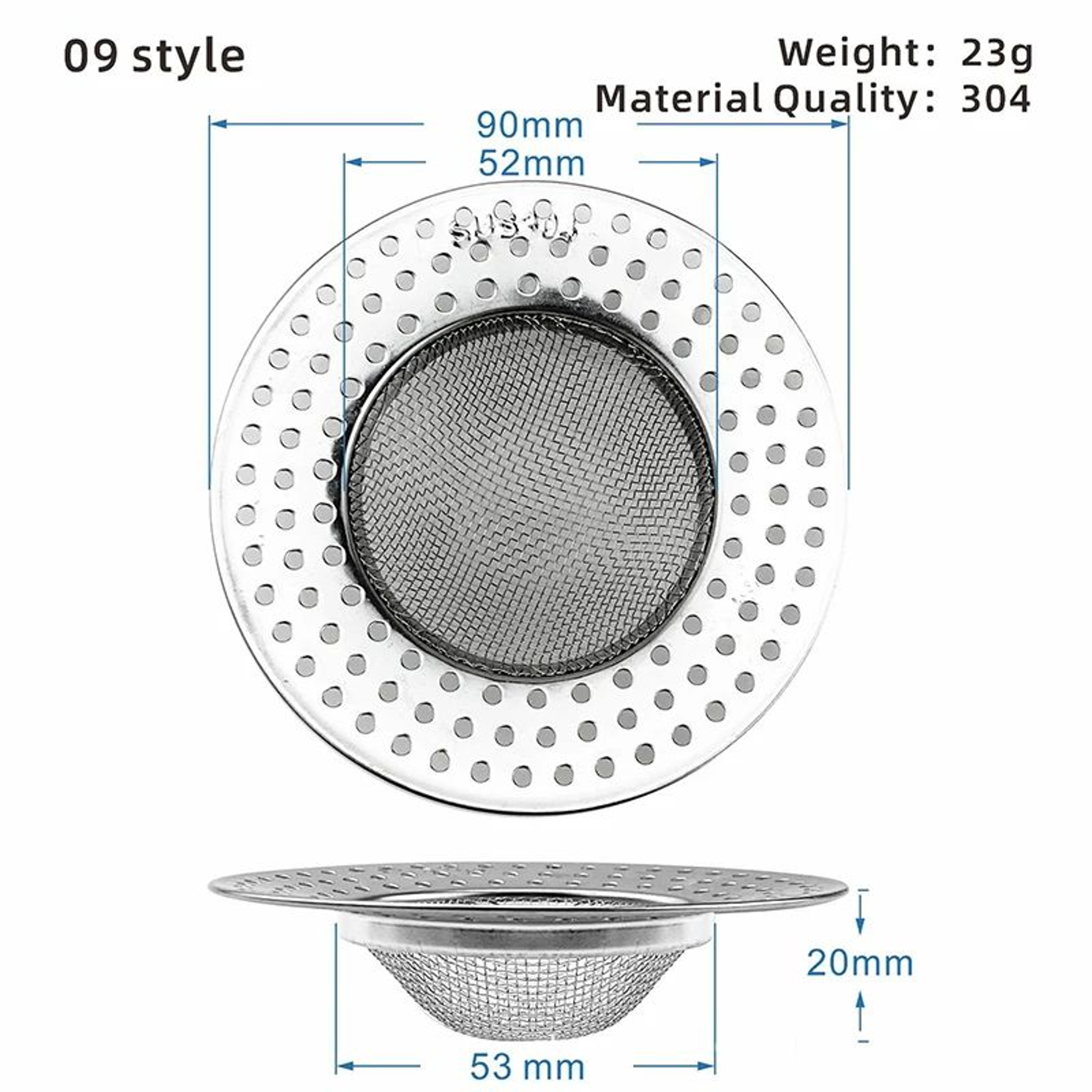 Stainless Steel Mesh Sink Drain Strainer 23