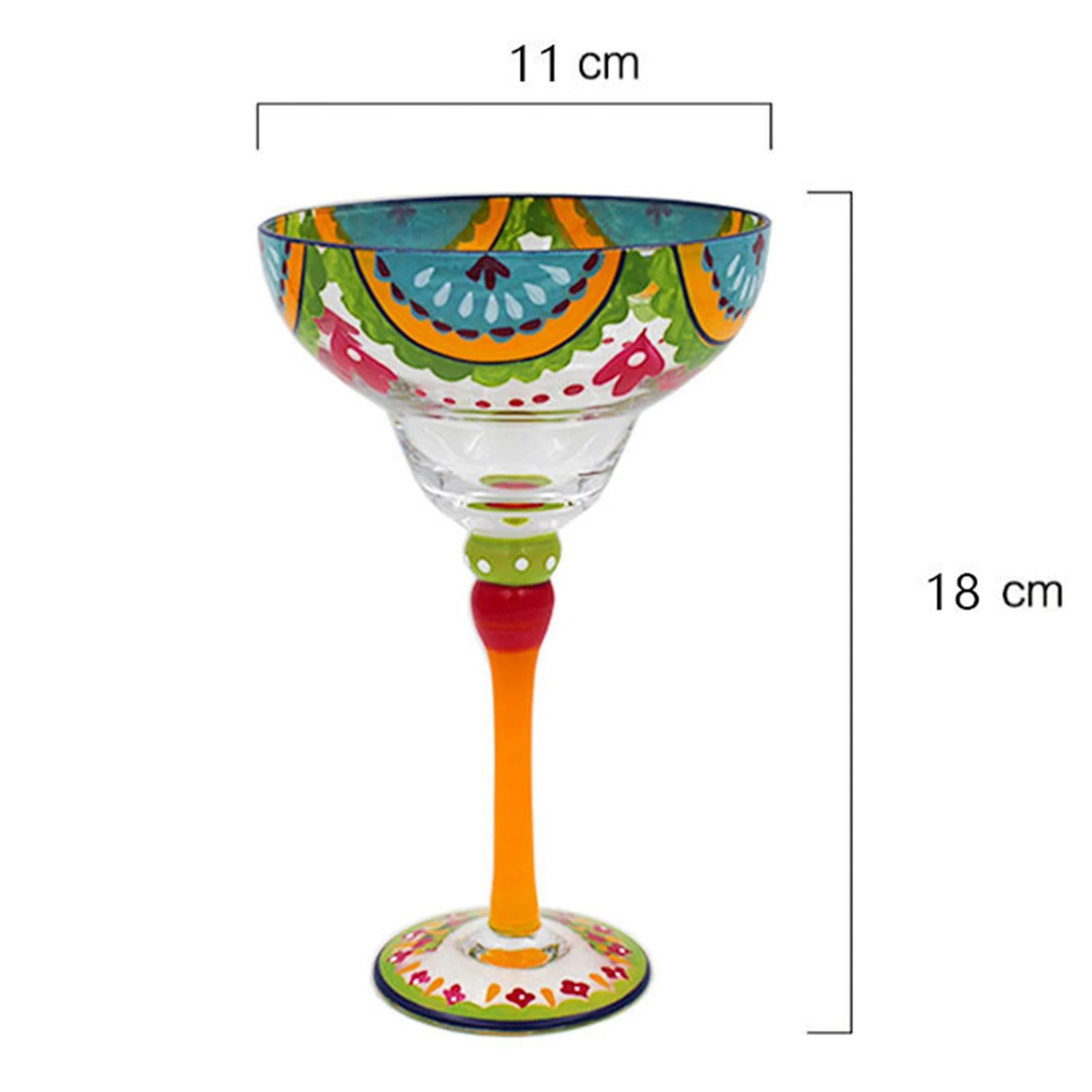 Hand Painted Margarita Cocktail Glass 5