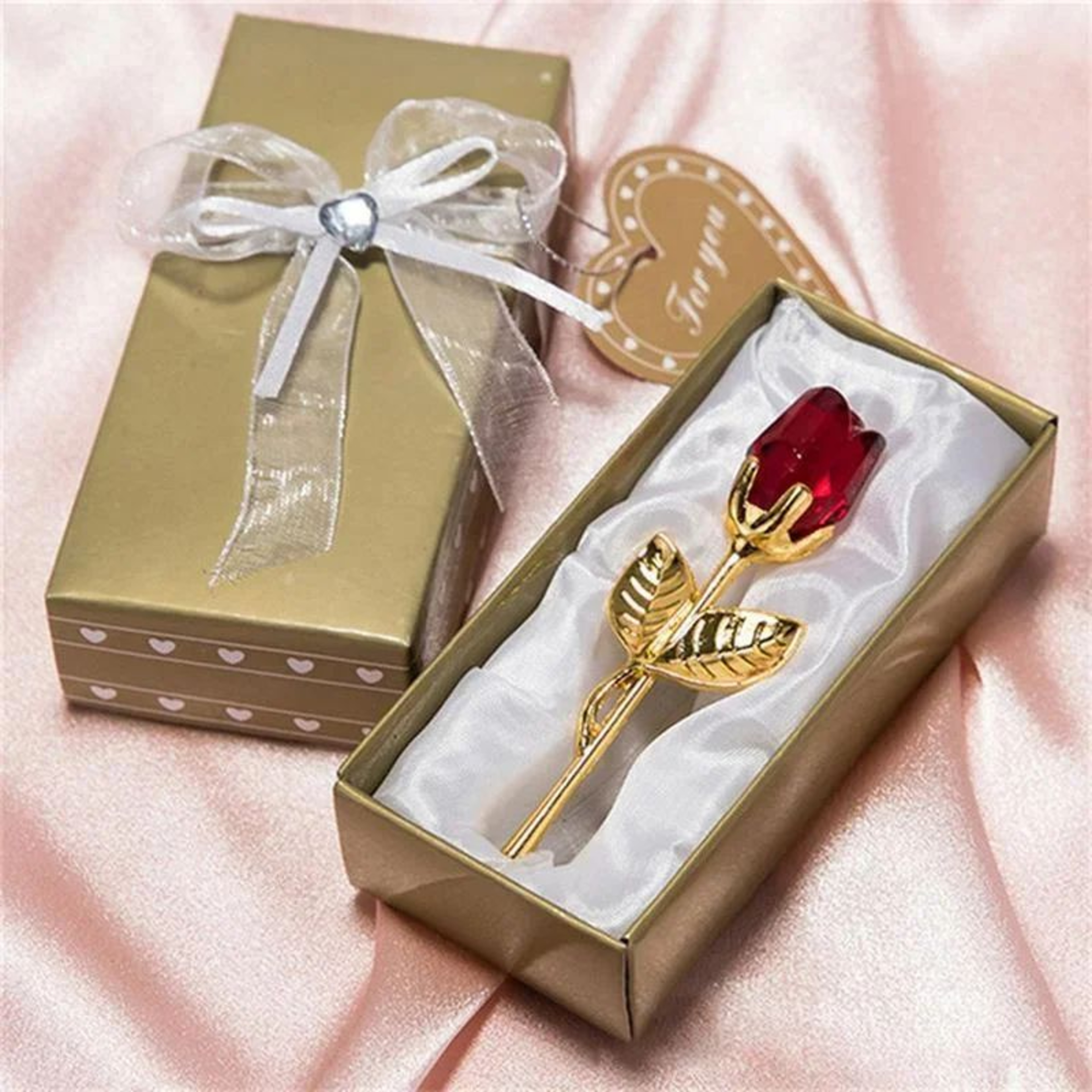Crystal Glass Rose Flower Decorative Figurine 5