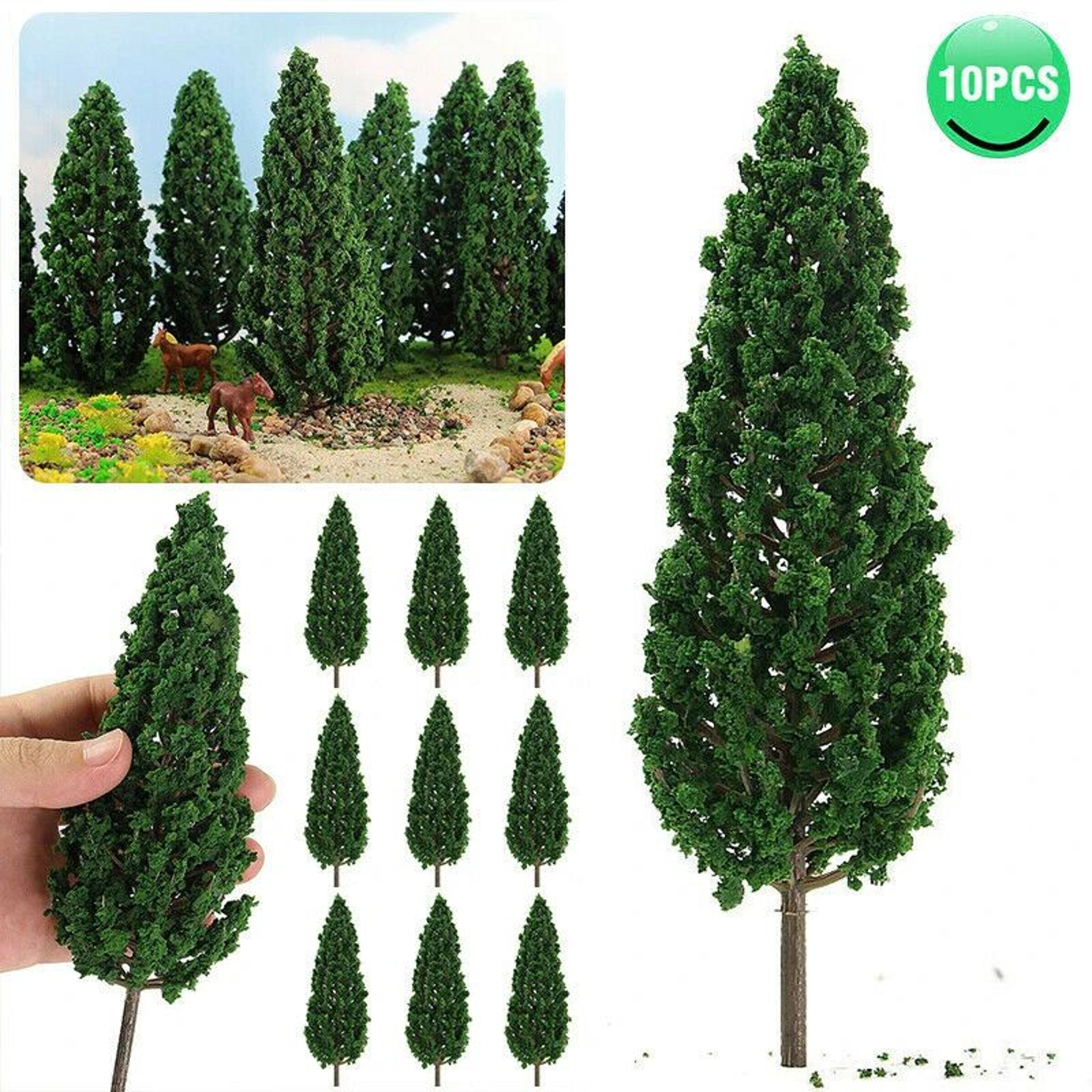 10 Piece Mini Pine Trees For Model Railway Diorama 0