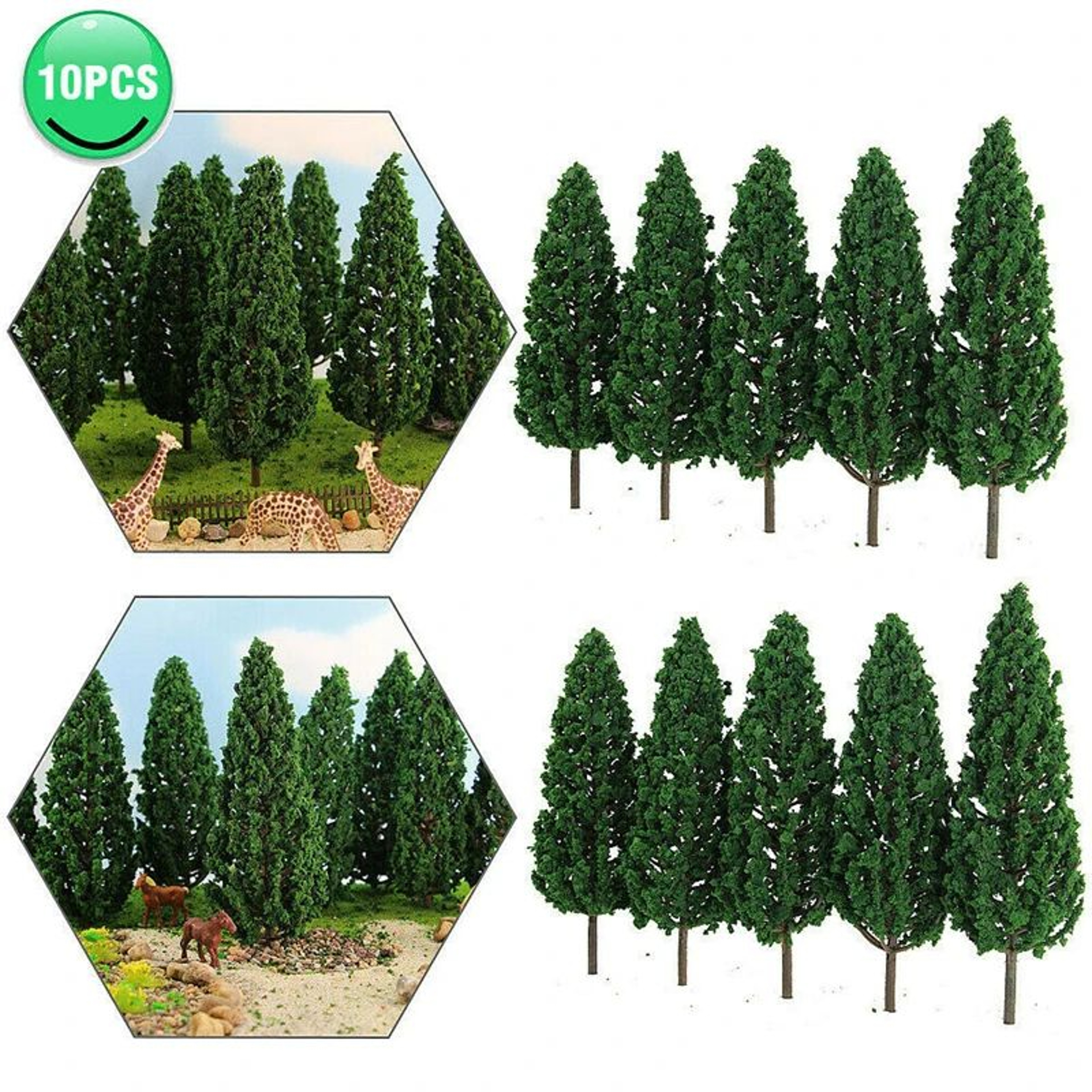 10 Piece Mini Pine Trees For Model Railway Diorama 1