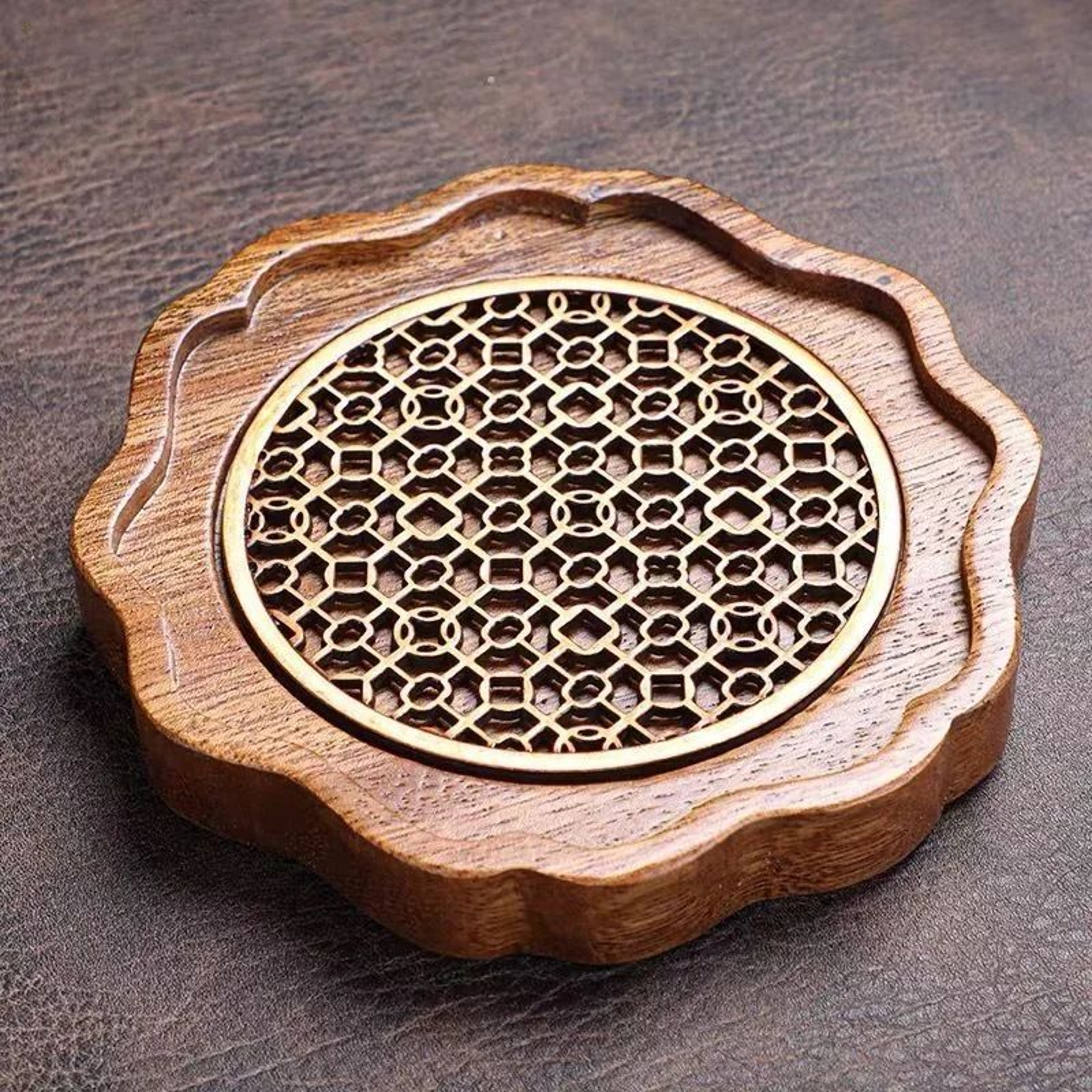 Traditional Walnut Wood Tea Serving Tray 0