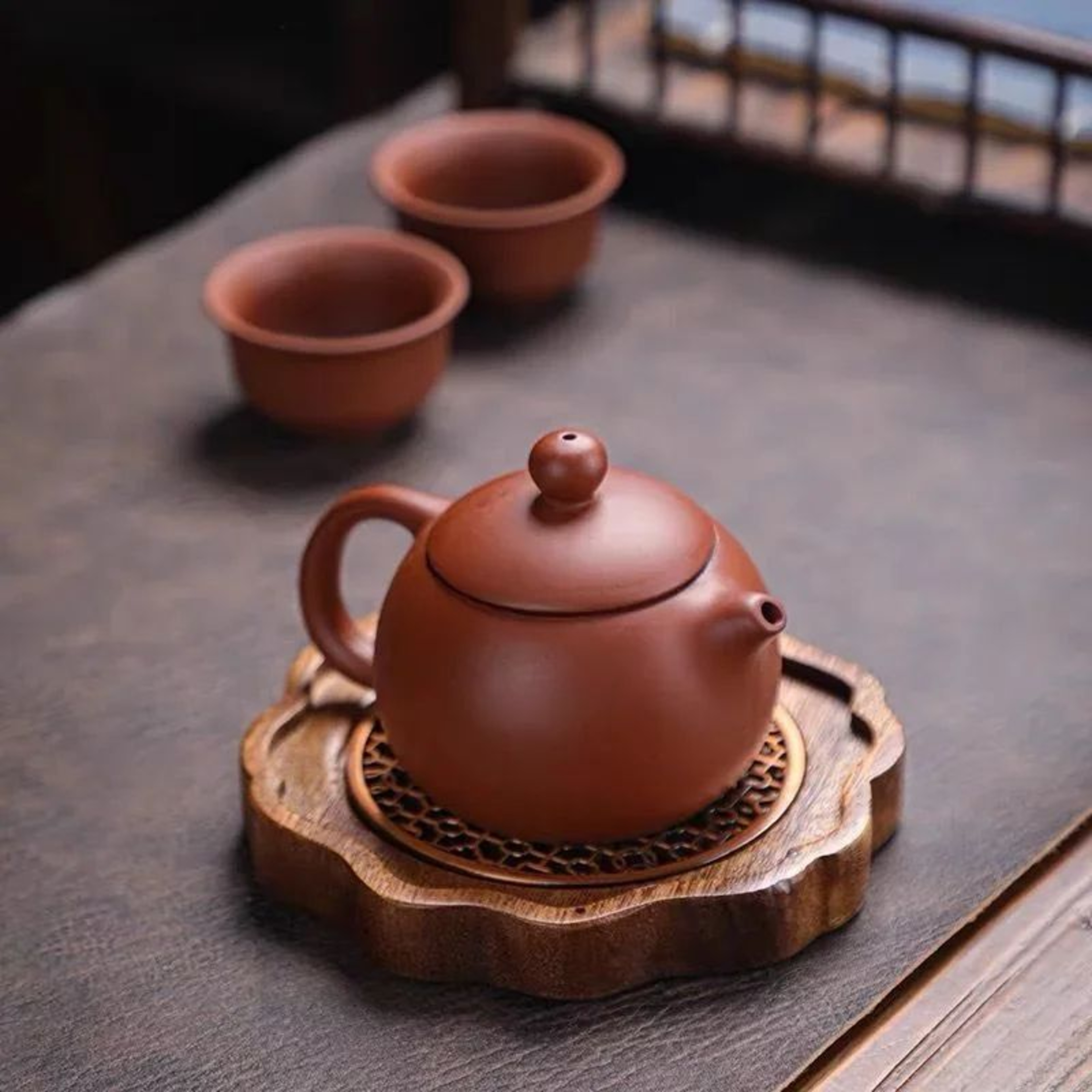 Traditional Walnut Wood Tea Serving Tray 1