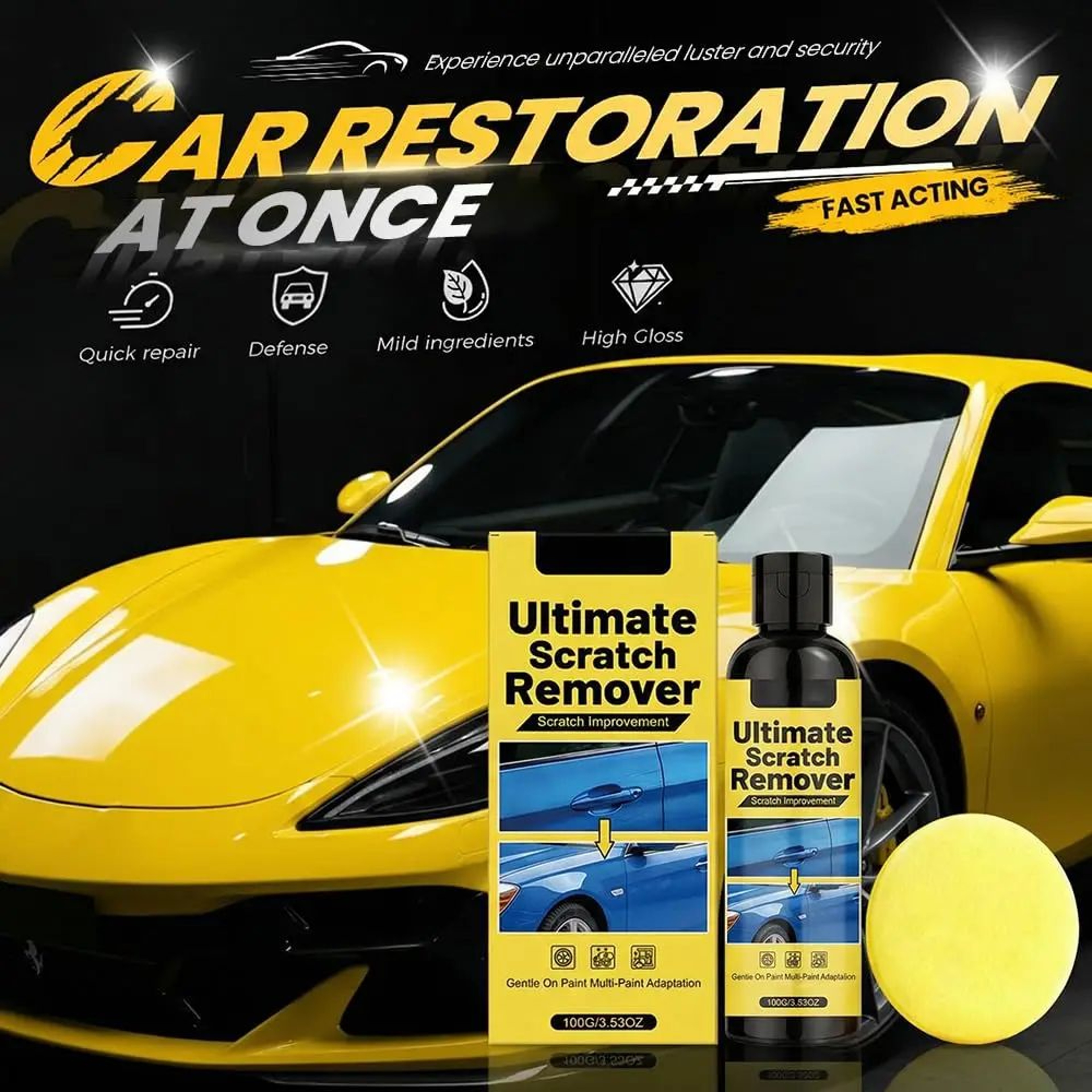 Car Paint Scratch Remover Wax Kit With Application Sponge 1