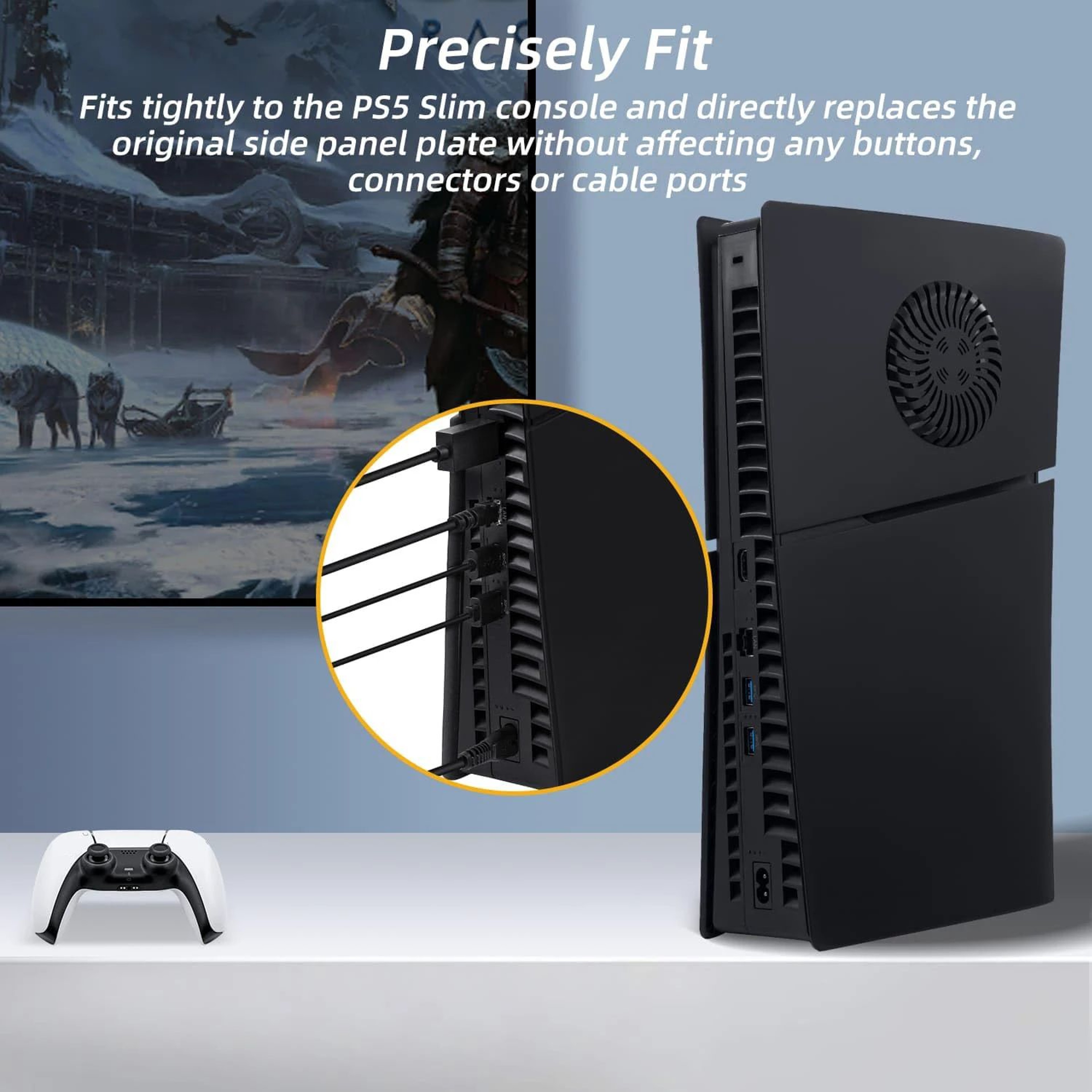 Black PS5 Slim Disc Edition Face Plates With Cooling Vents 5