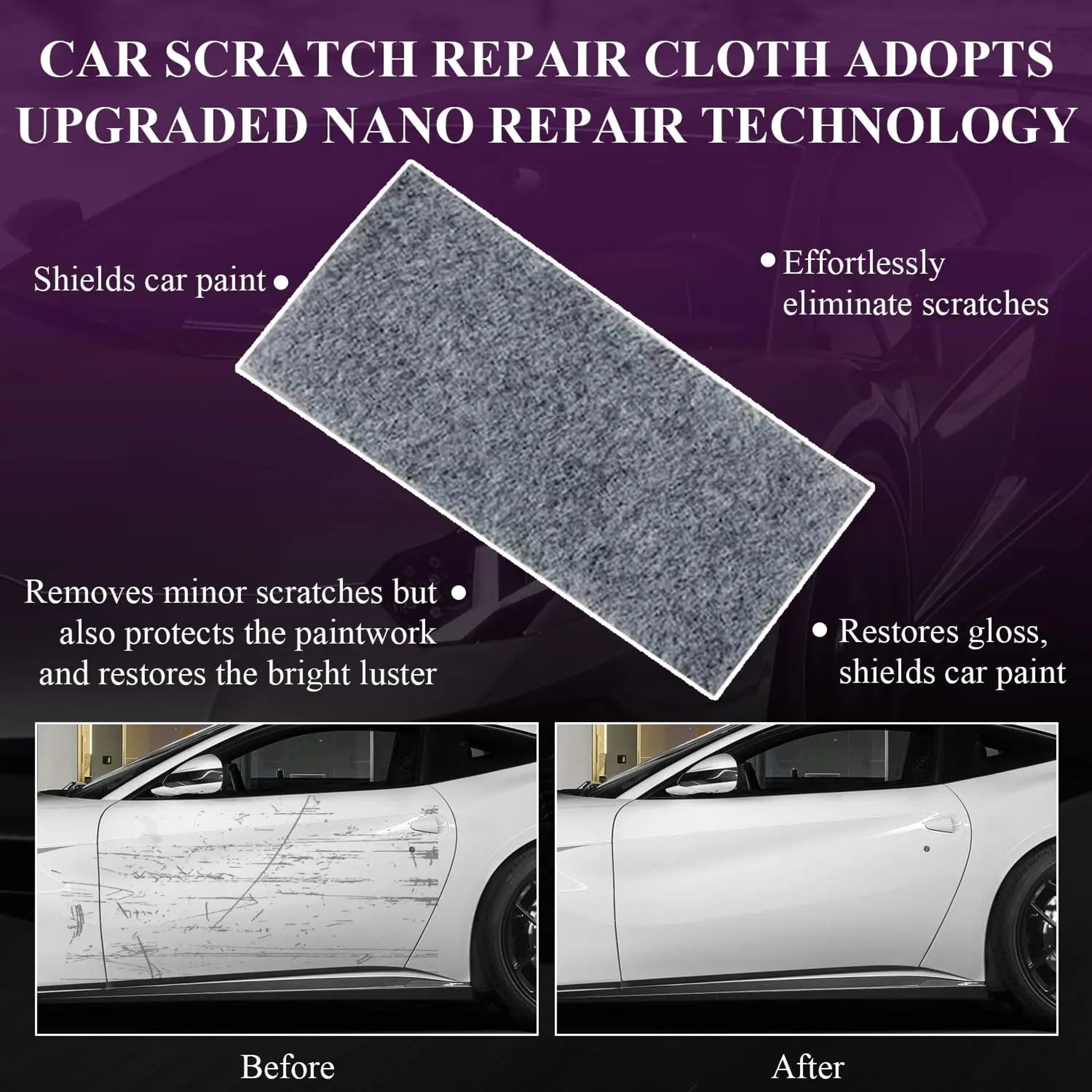 Nano Sparkle Car Scratch Remover Cloth And Repair Paste Set 4