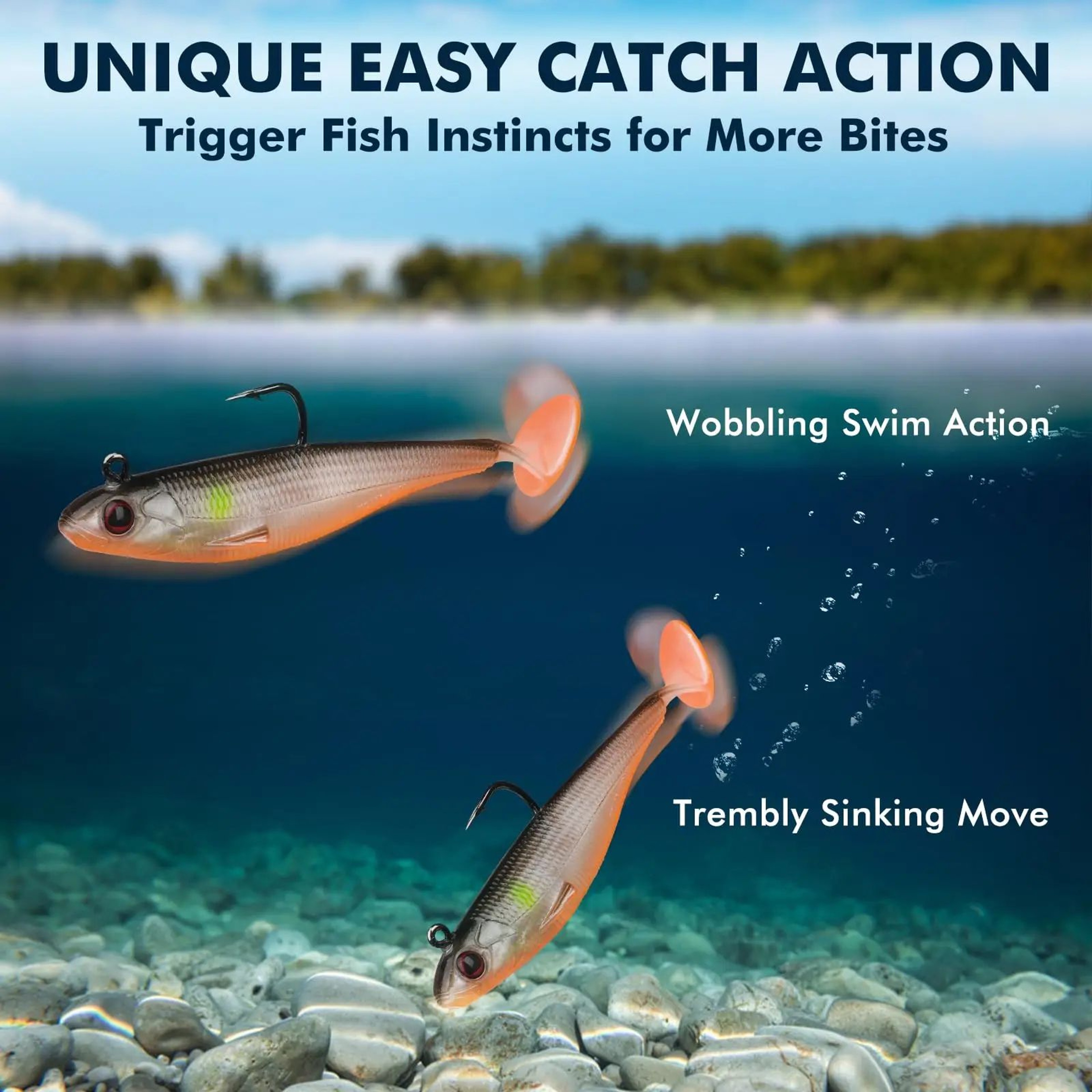 Pre Rigged Soft Fishing Lures With Vibrating Swim Action 4