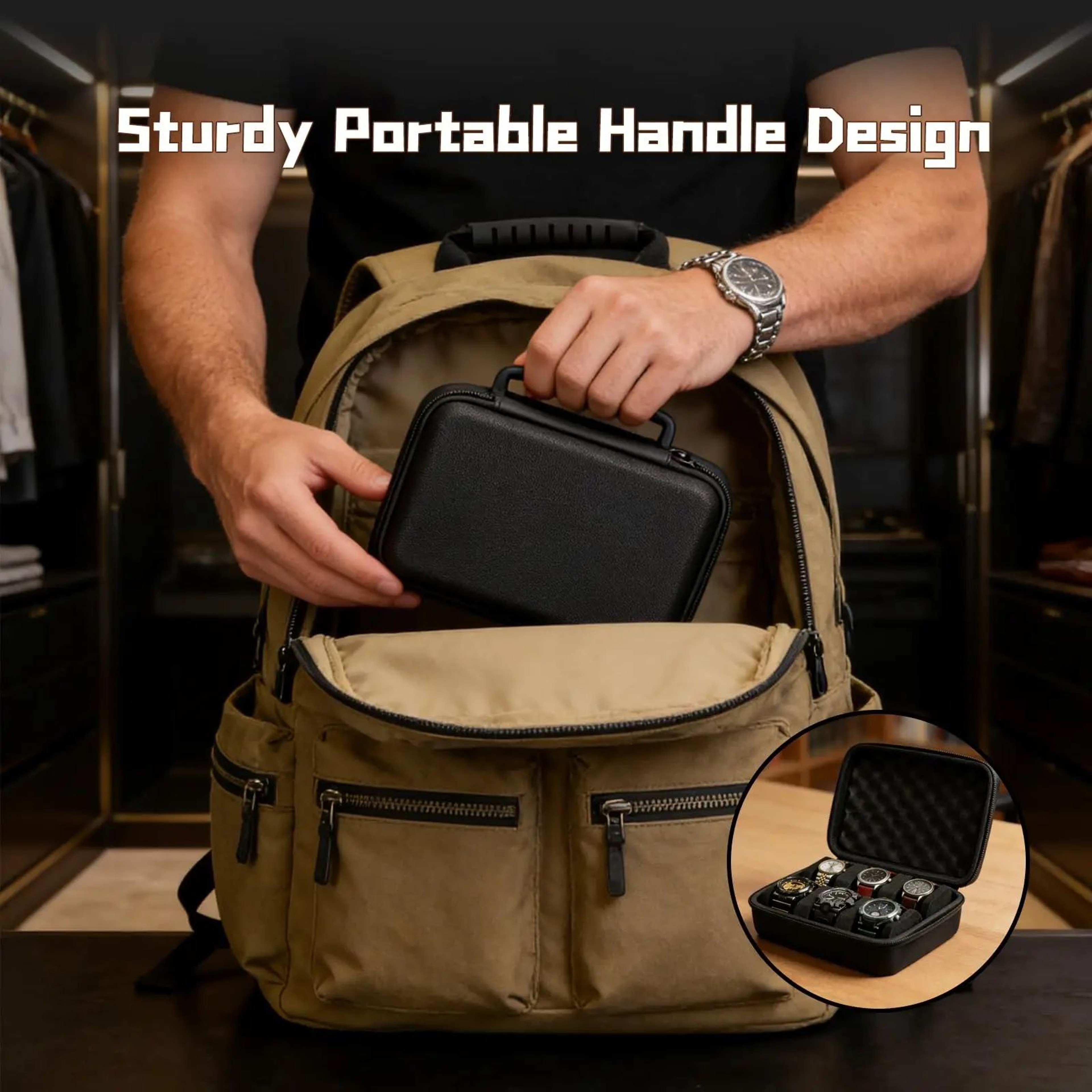 6 Slot Hard Shell Portable Watch Storage Travel Case 5