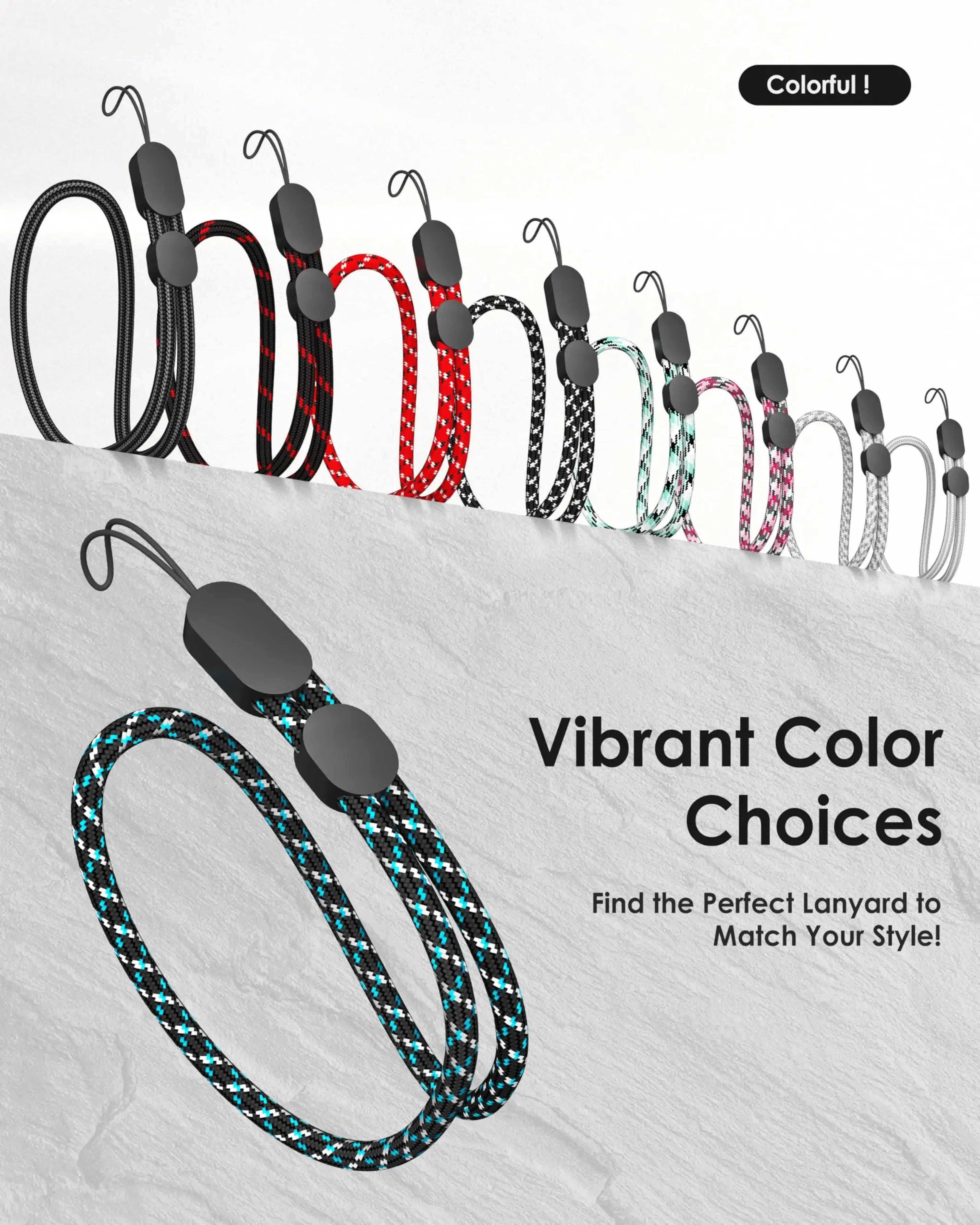 6 Pack Adjustable Colorful Nylon Wrist Strap Lanyards 4