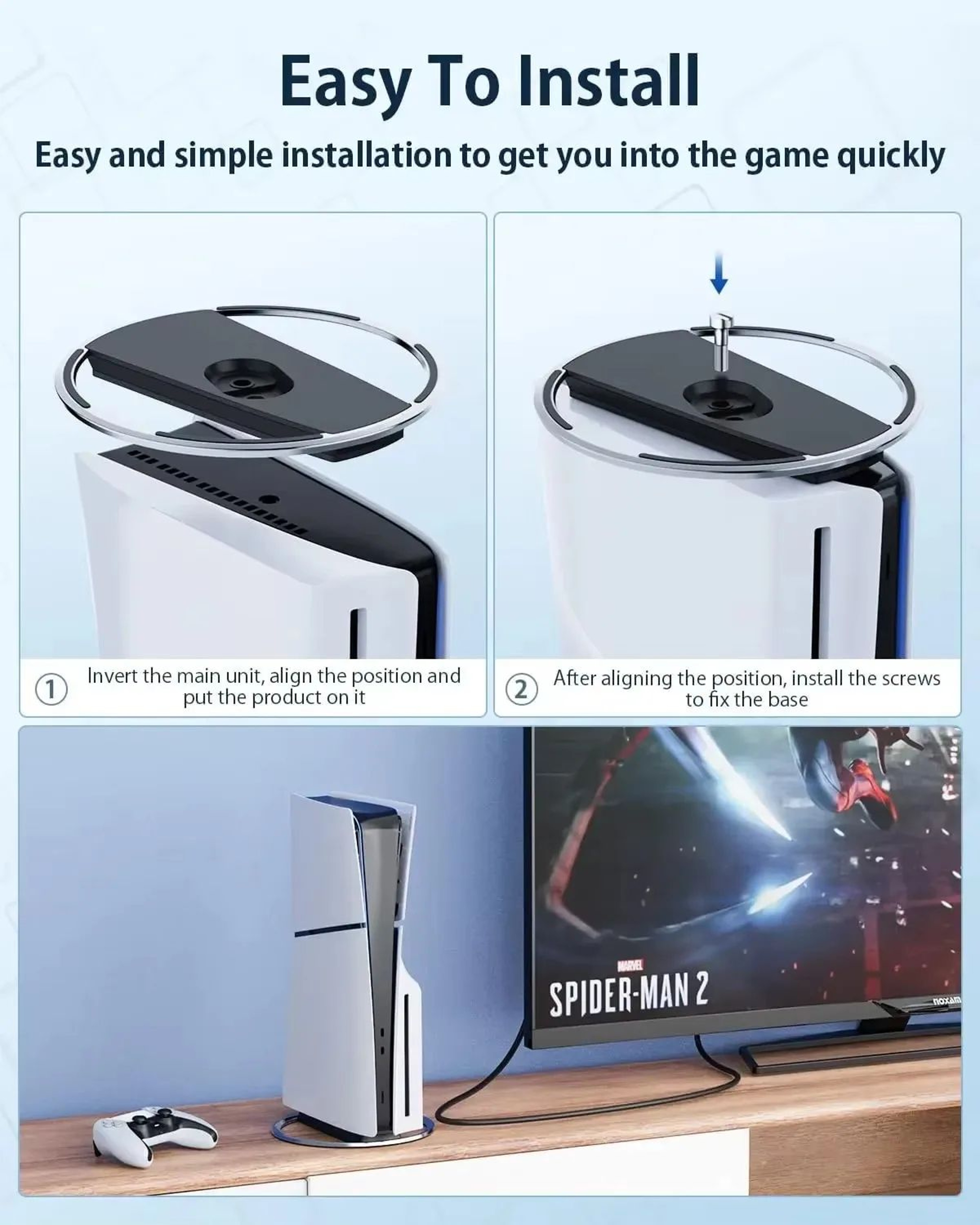 Metal Vertical Stand For PS5 Slim Console 4
