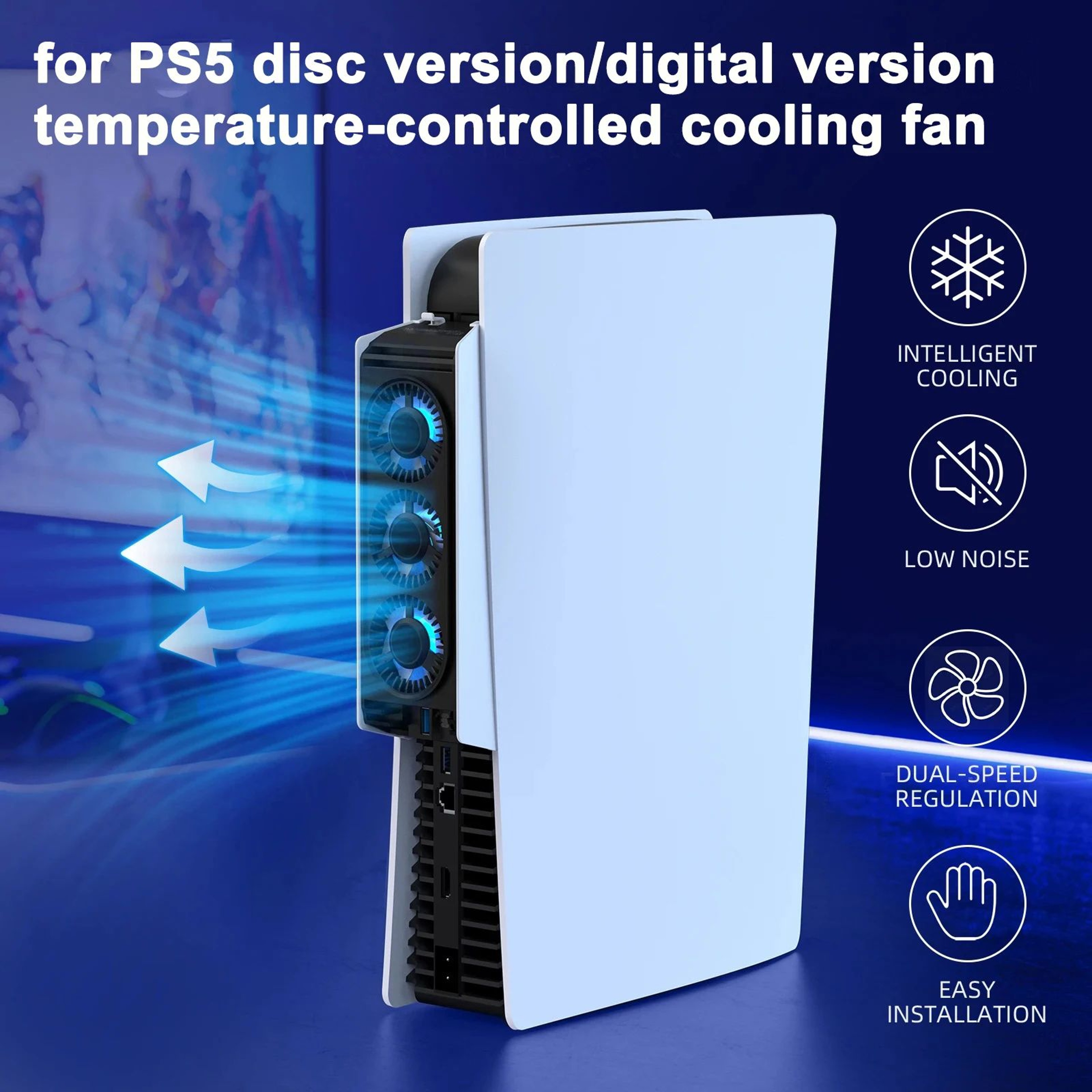 PS5 Cooling Fan With USB 30 Hub 1