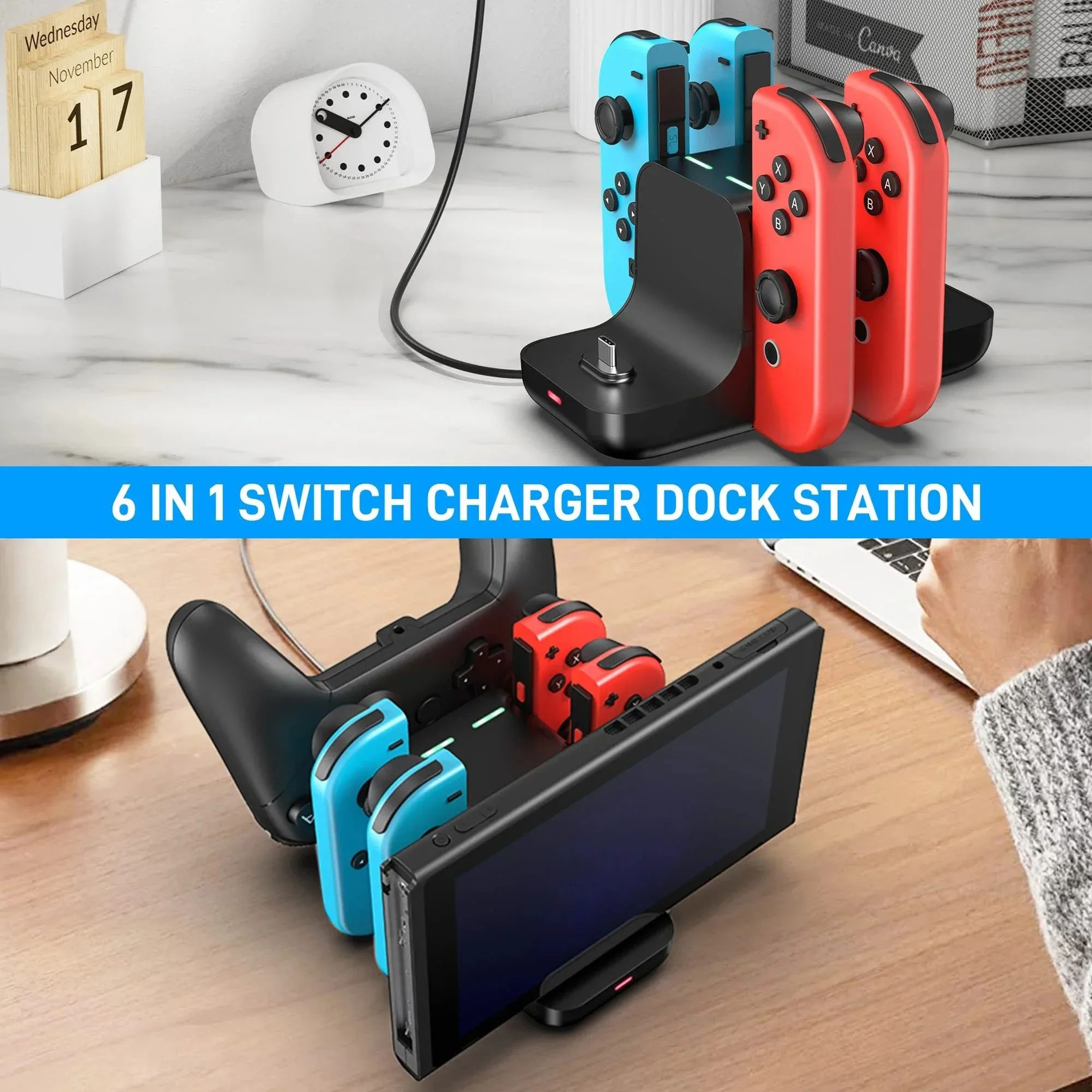 6 In 1 Charging Dock Stand For Switch Controllers 2