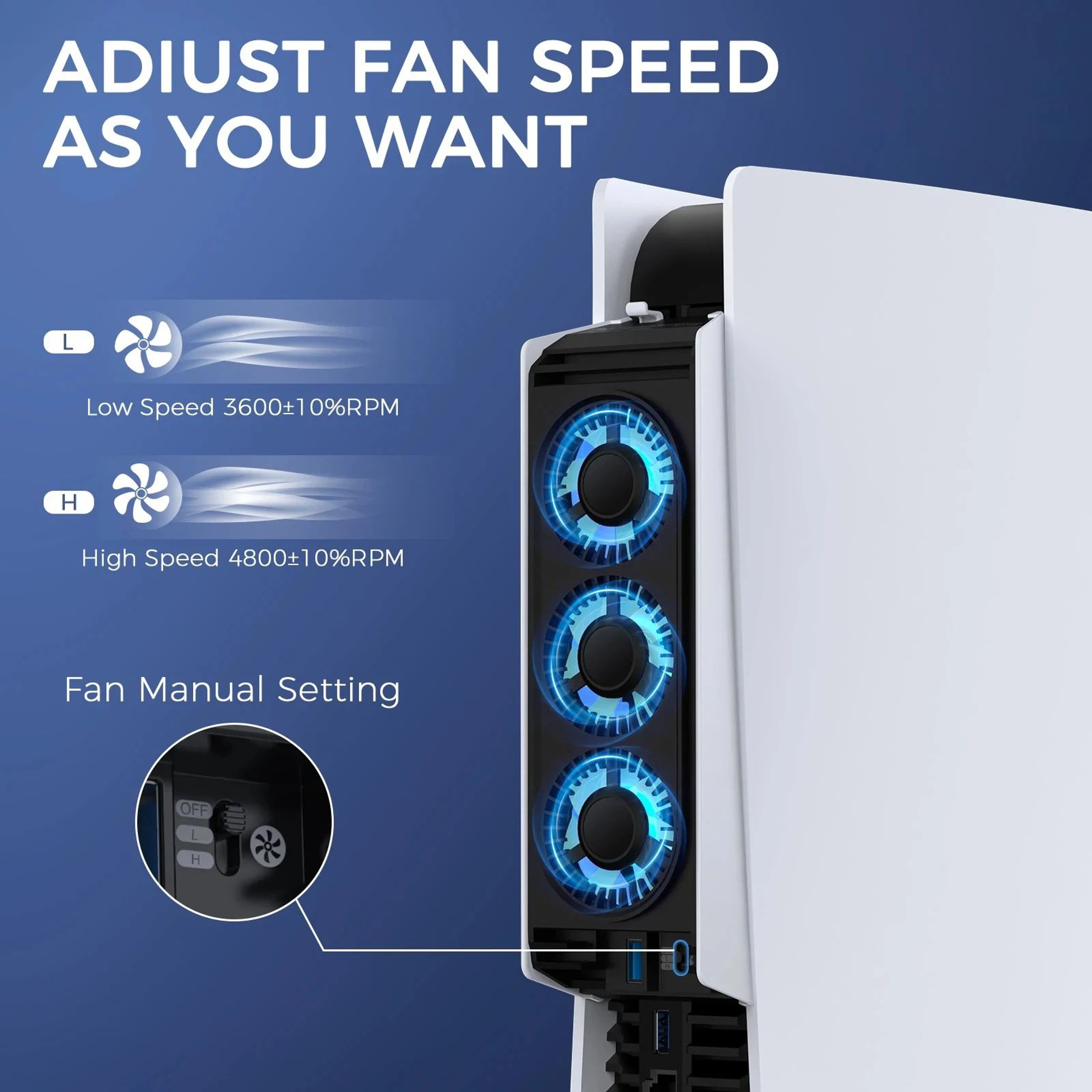 PS5 Disc And Digital Version Console Cooling Fan With USB 30 Hub 4