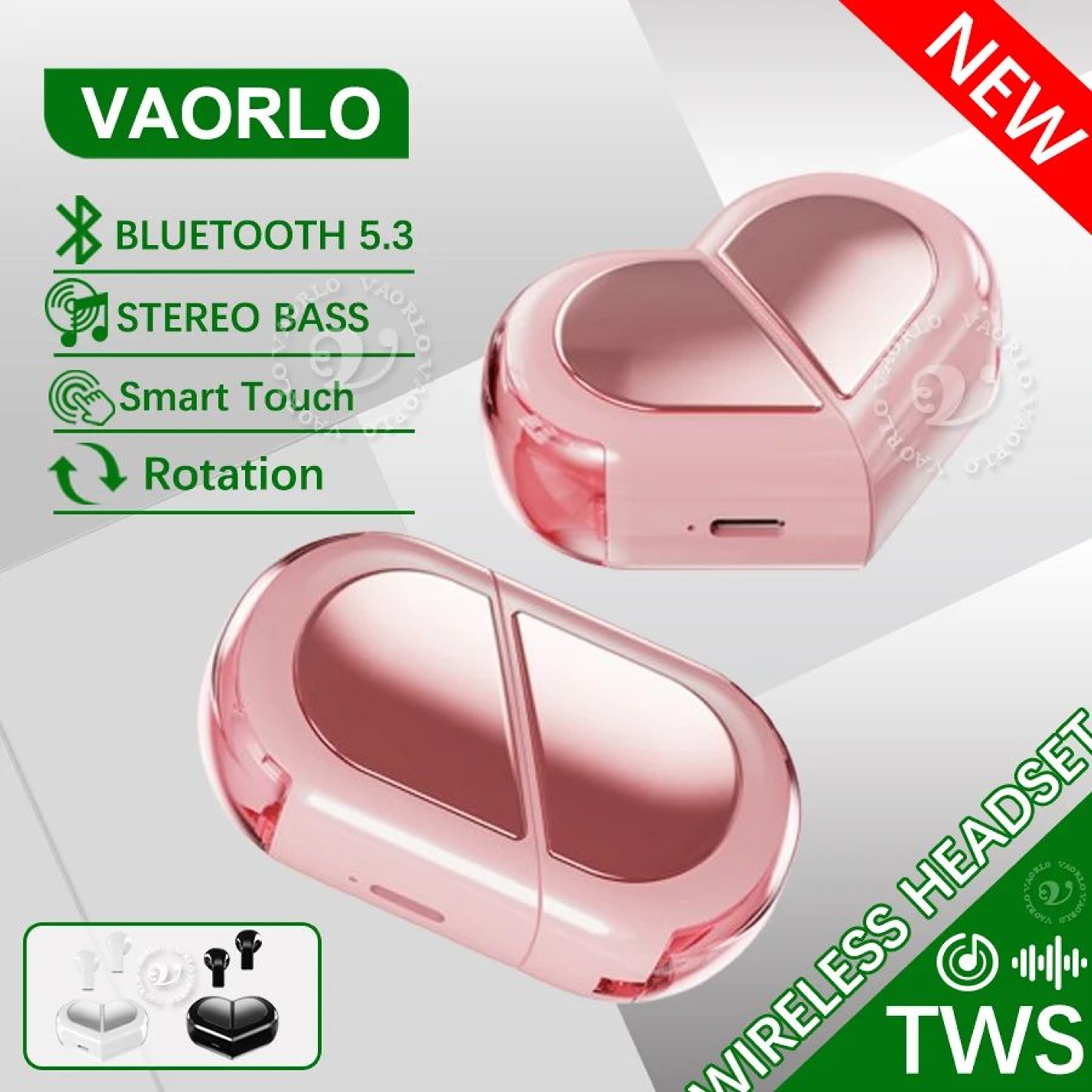 Heart Shaped Bluetooth Wireless TWS Earbuds 0