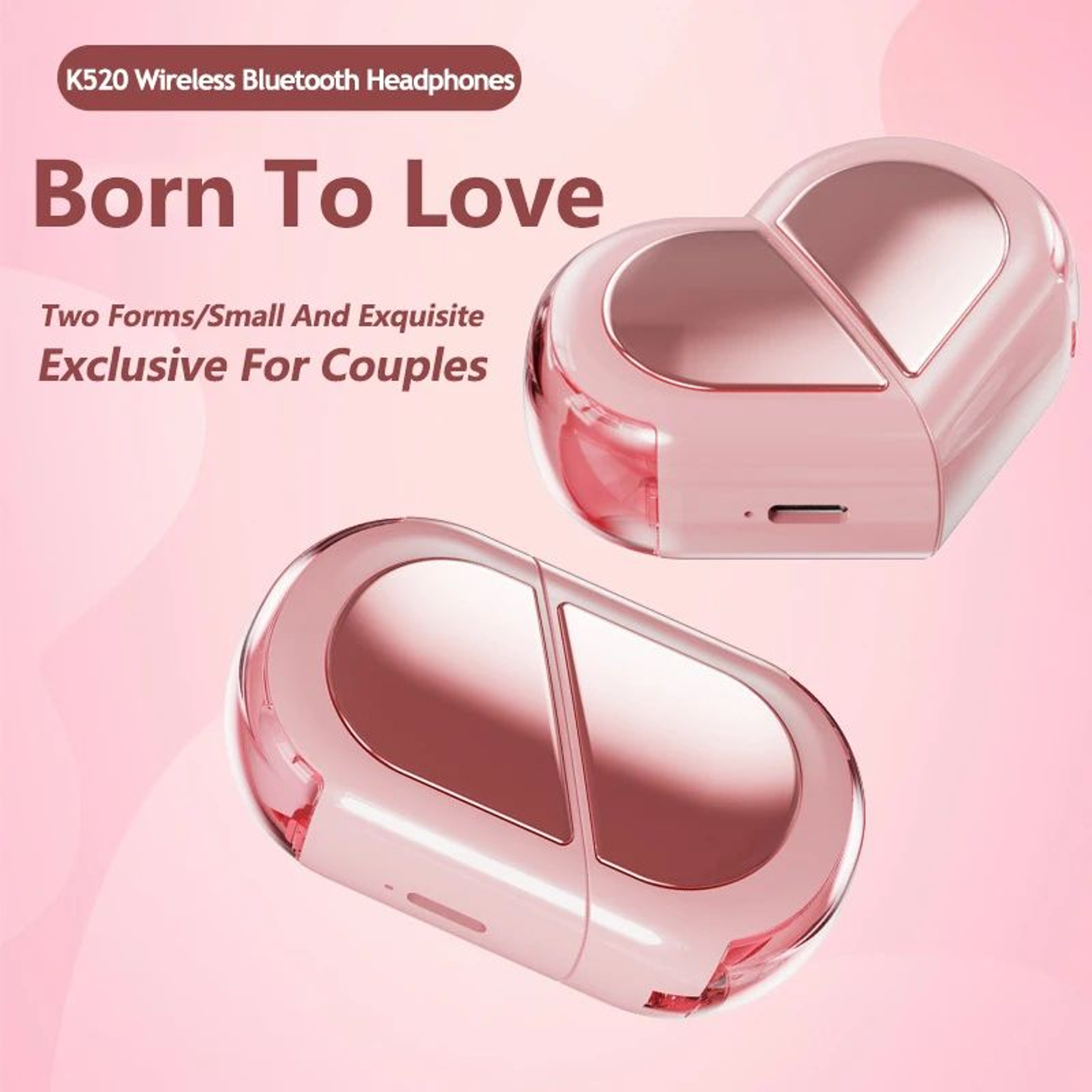 Heart Shaped Bluetooth Wireless TWS Earbuds 1