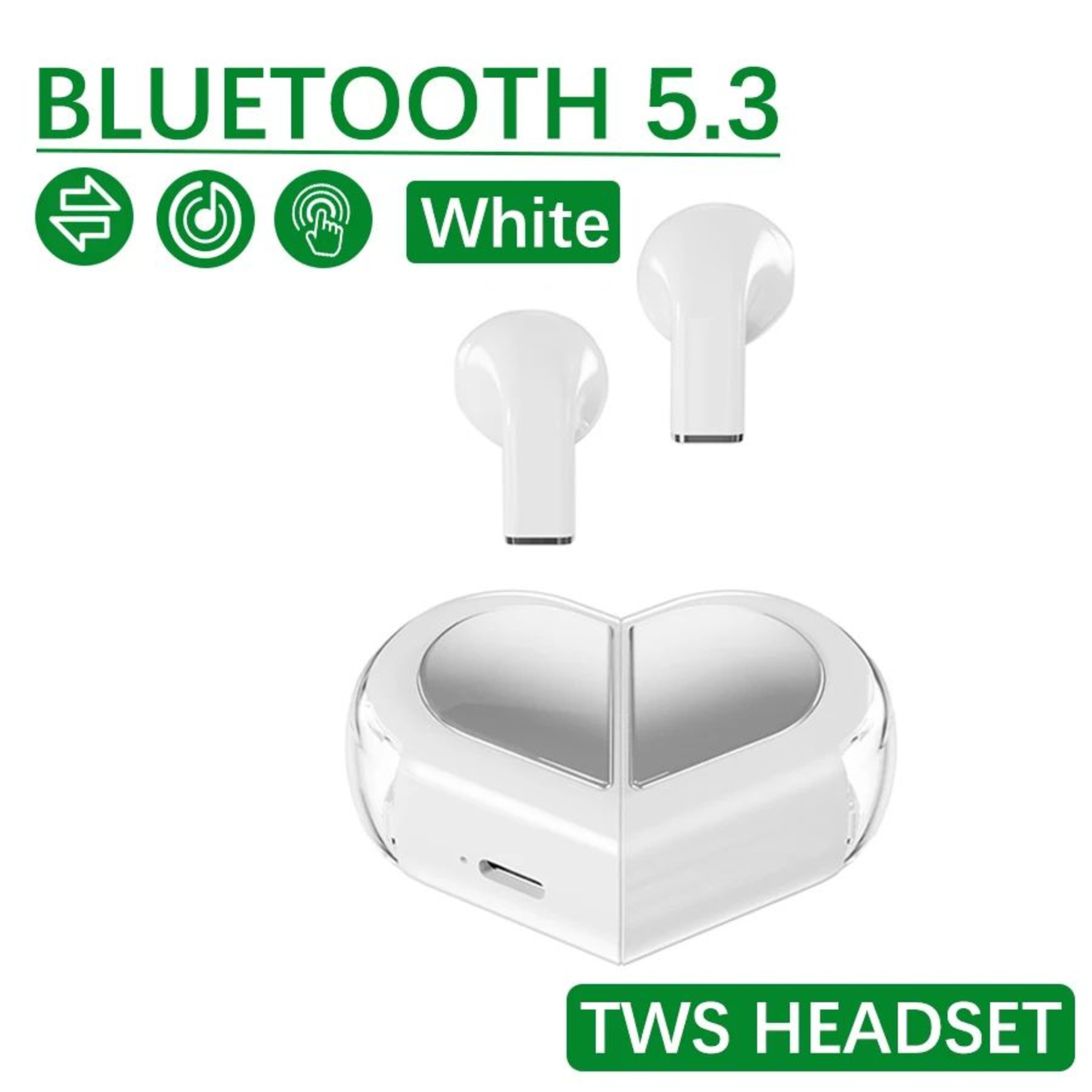 Heart Shaped Bluetooth Wireless TWS Earbuds 7