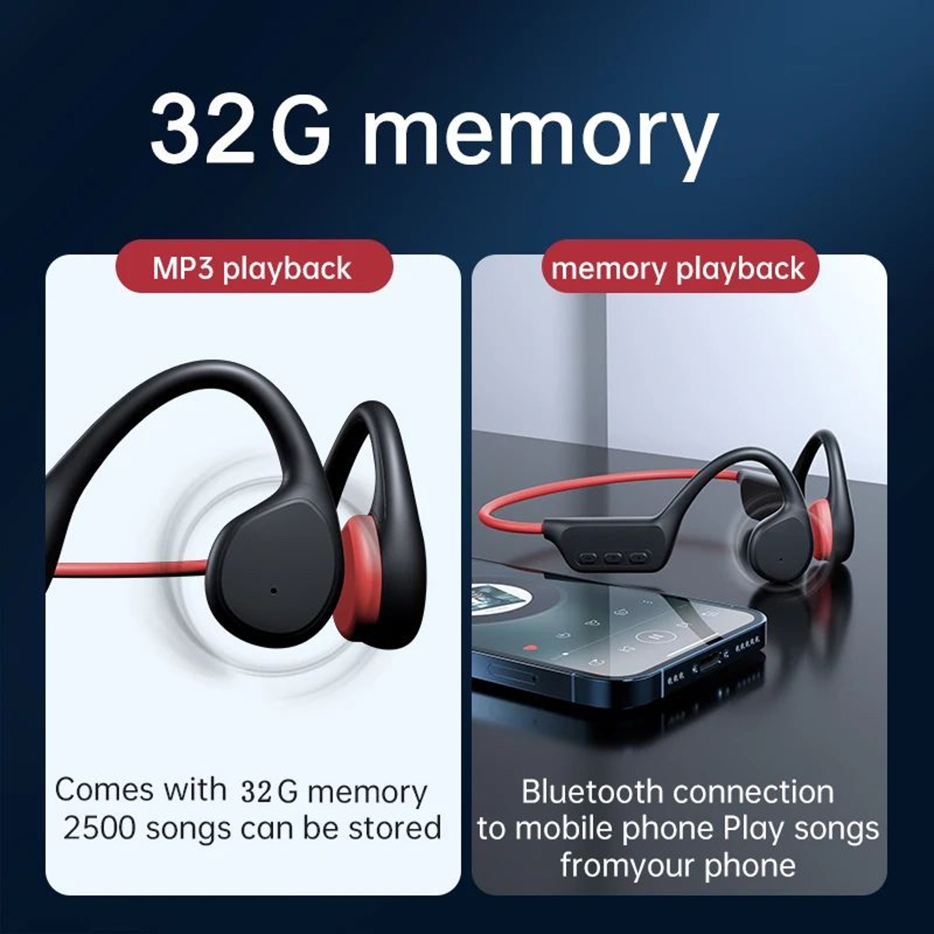 IPX8 Bone Conduction Swimming Headphones With MP3 Player 2