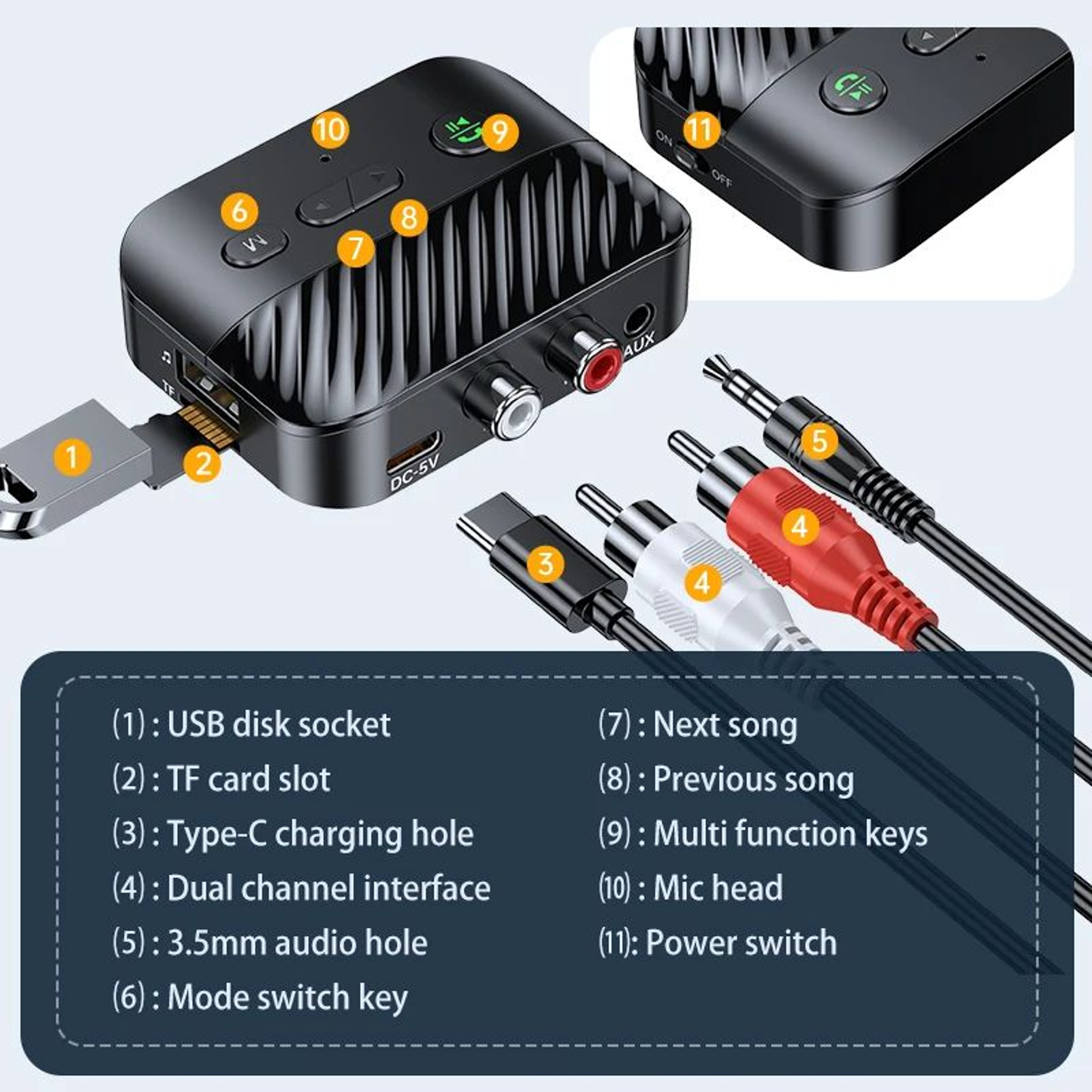 Bluetooth 53 Audio Receiver With TF And USB Playback 5