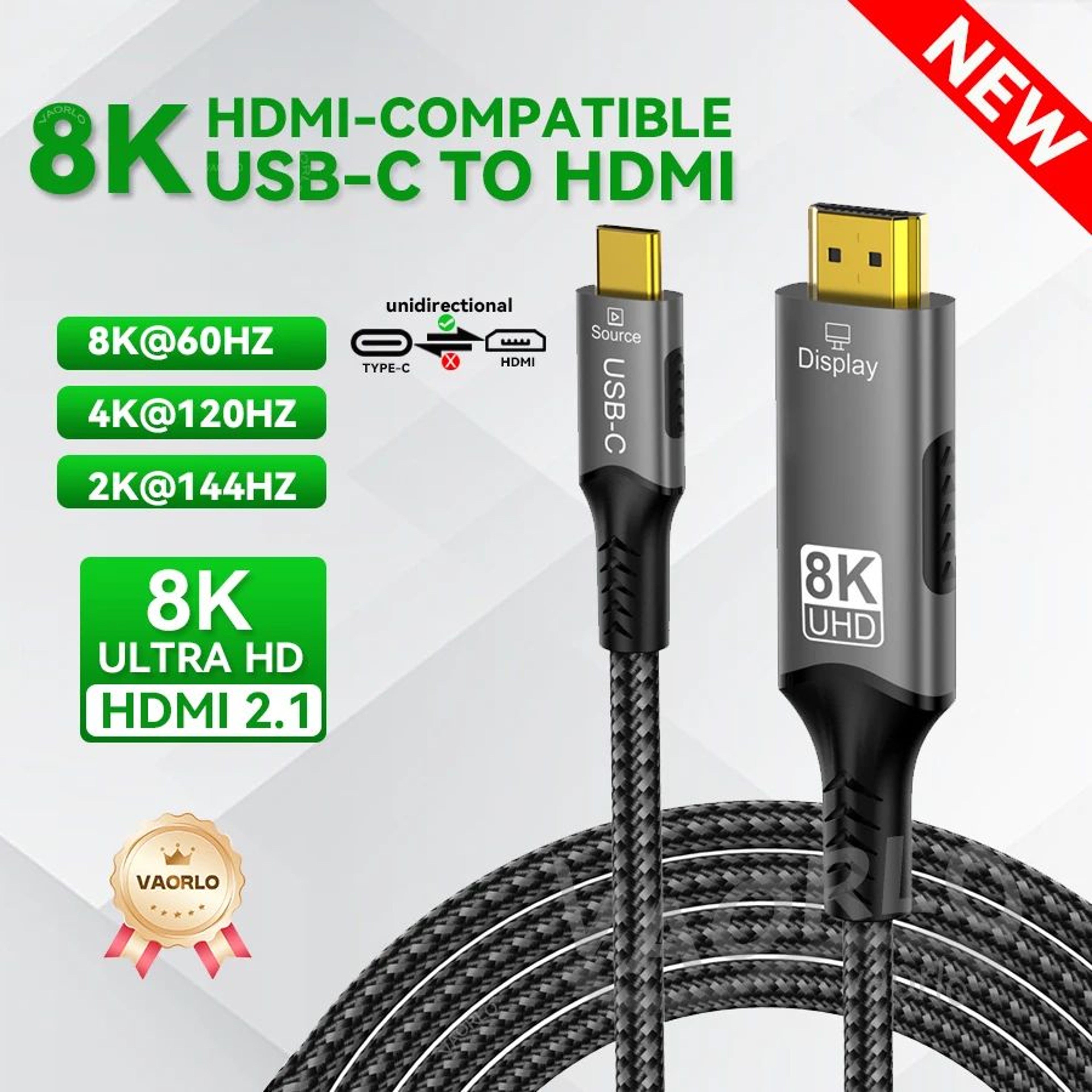 8K USB C To HDMI 21 Display Cable 0
