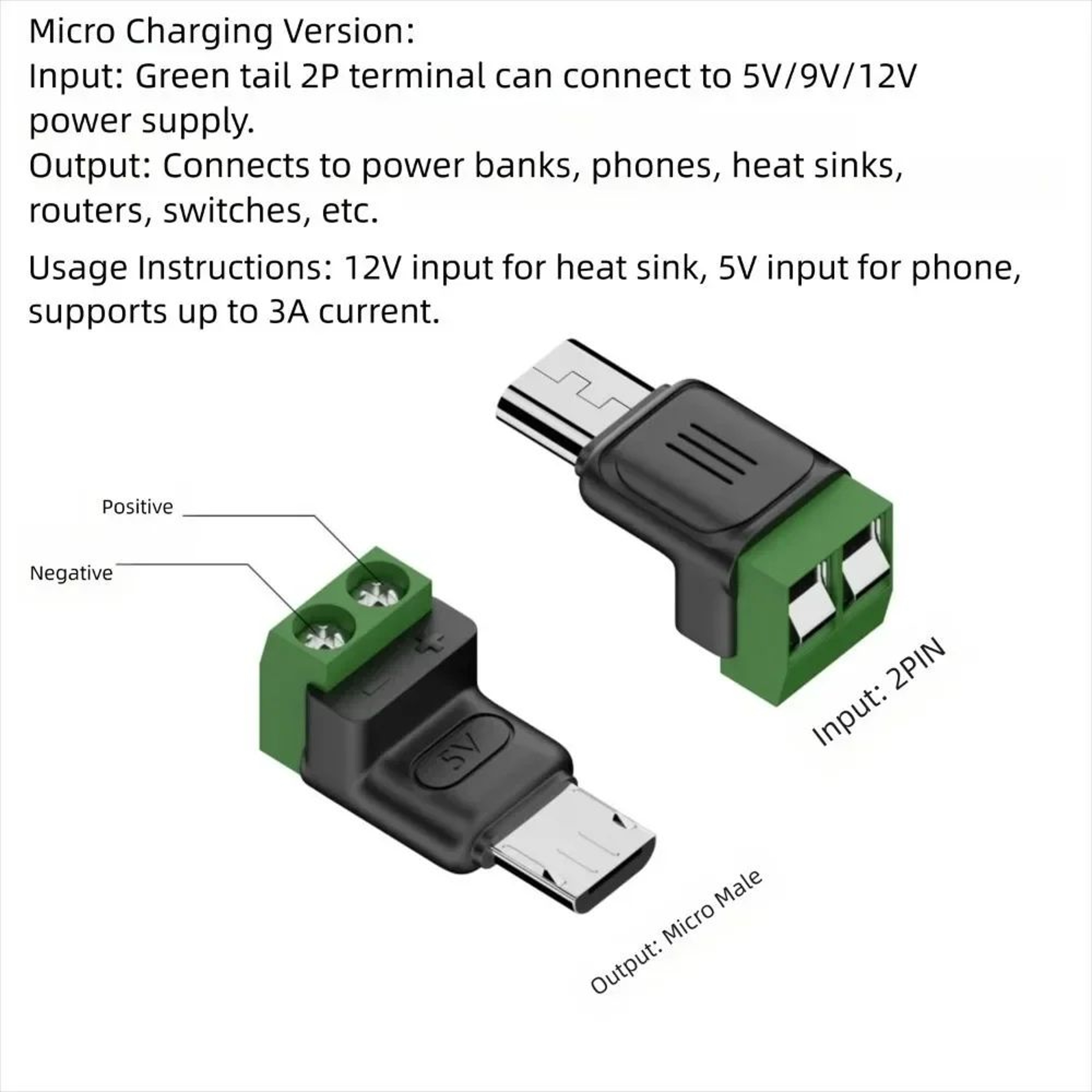 USB C To 2 Pin Solderless Terminal Block Adapter 6
