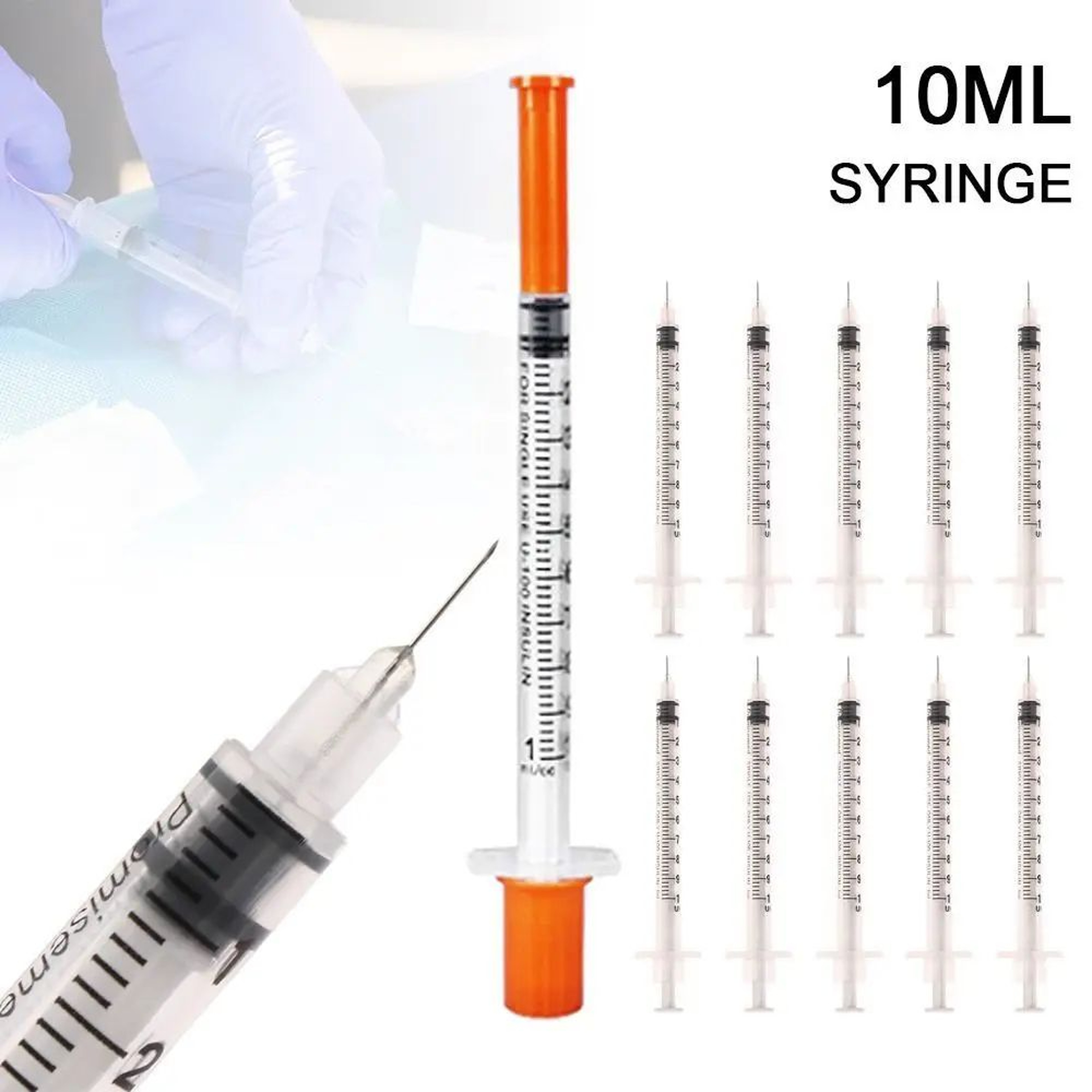10Pcs 1ml Disposable Veterinary Syringes With Needles 0
