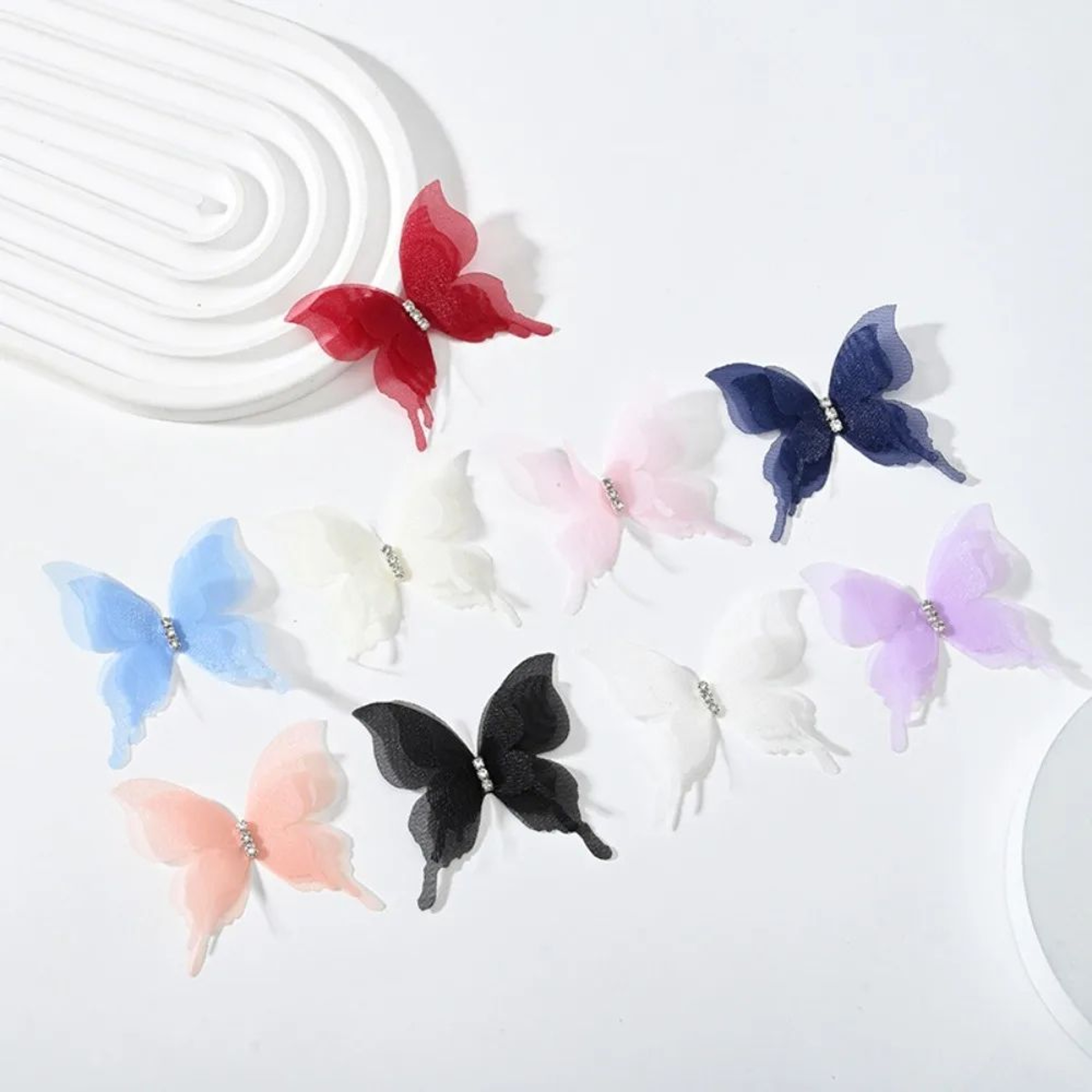 20 Piece Gradient Organza 3D Butterfly Appliques For DIY Crafts 0