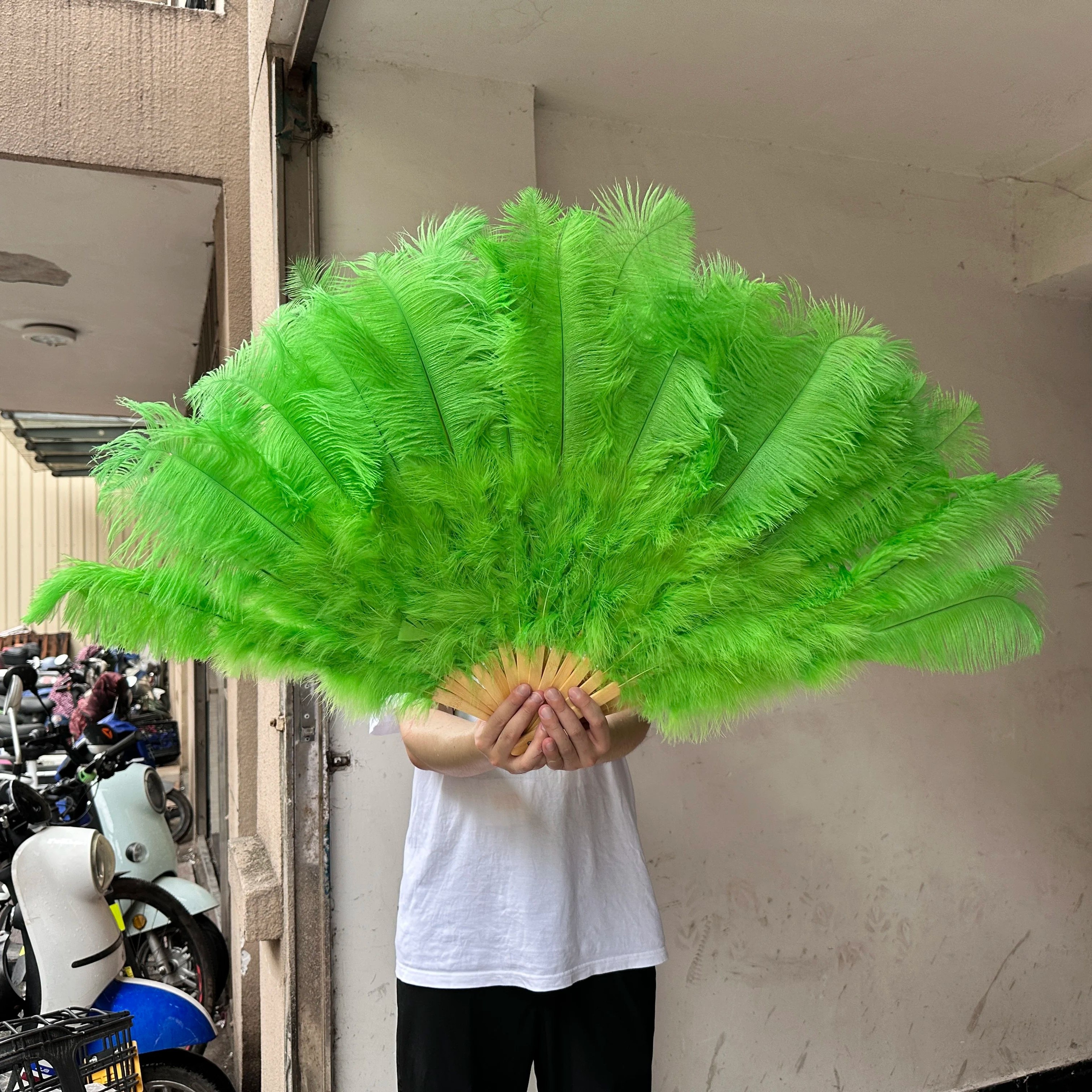 Large Ostrich Feather Folding Fan For Dance And Stage Shows 6